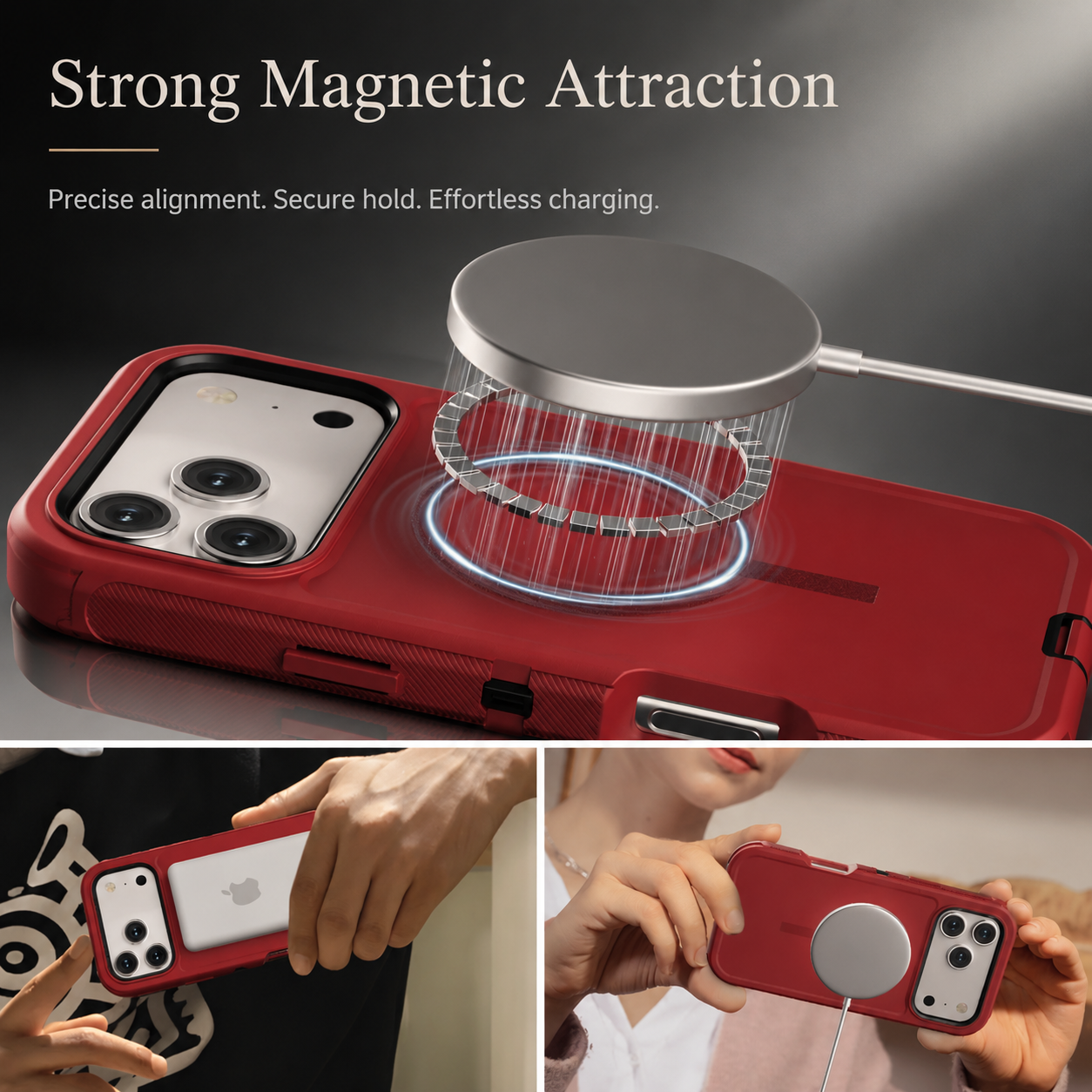 Premium iPhone Case Magnetic Defender Protective Cover Heavy Duty Shockproof TPU PC Armor Belt Clip Holder Wireless Charging Full Coverage