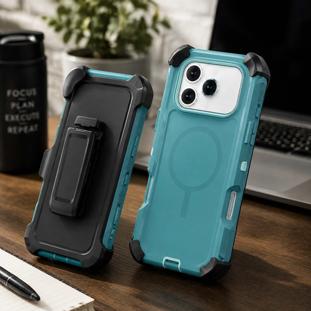 Premium iPhone Case Magnetic Defender Protective Cover Heavy Duty Shockproof TPU PC Armor Belt Clip Holder Wireless Charging Full Coverage