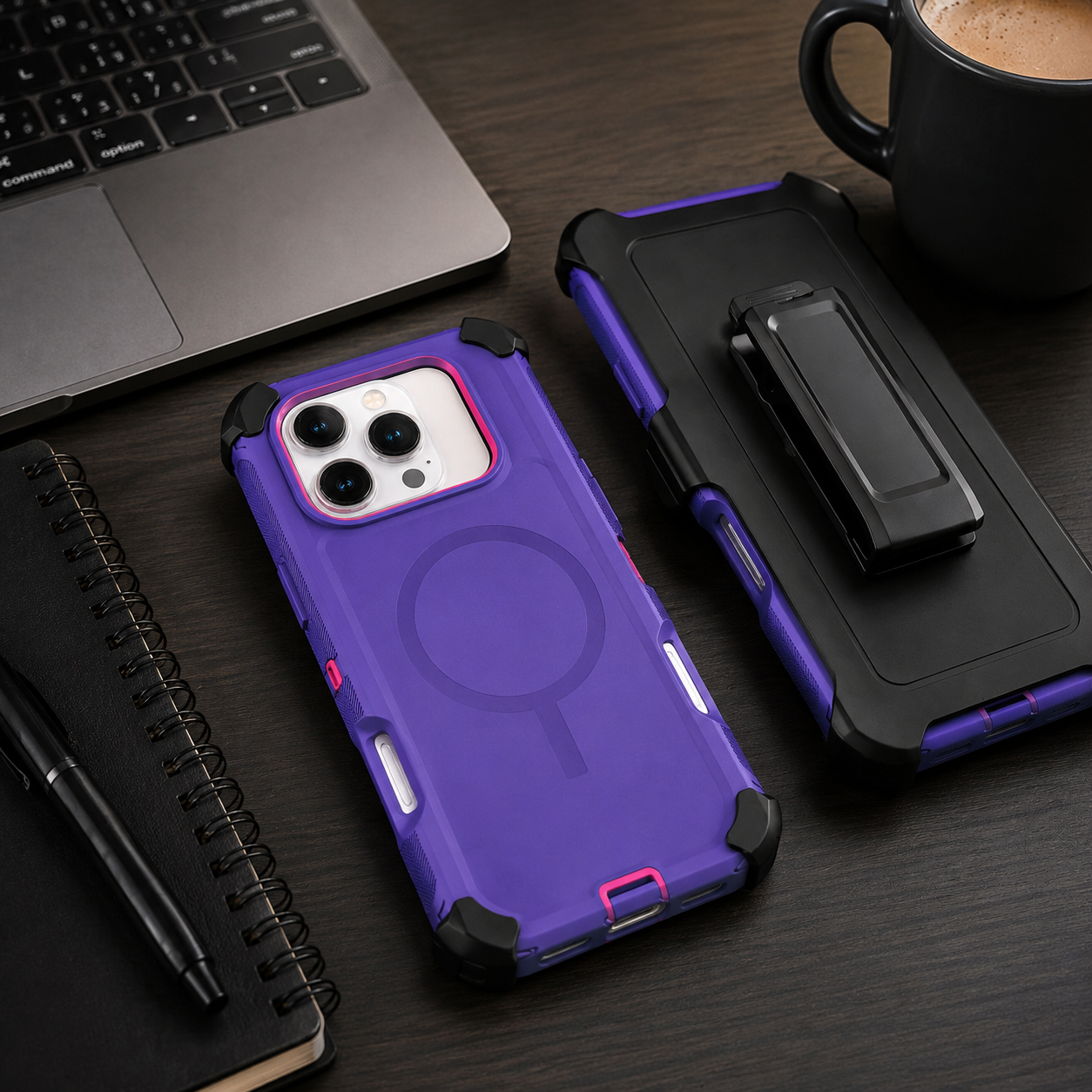 Premium iPhone Case Magnetic Defender Protective Cover Heavy Duty Shockproof TPU PC Armor Belt Clip Holder Wireless Charging Full Coverage
