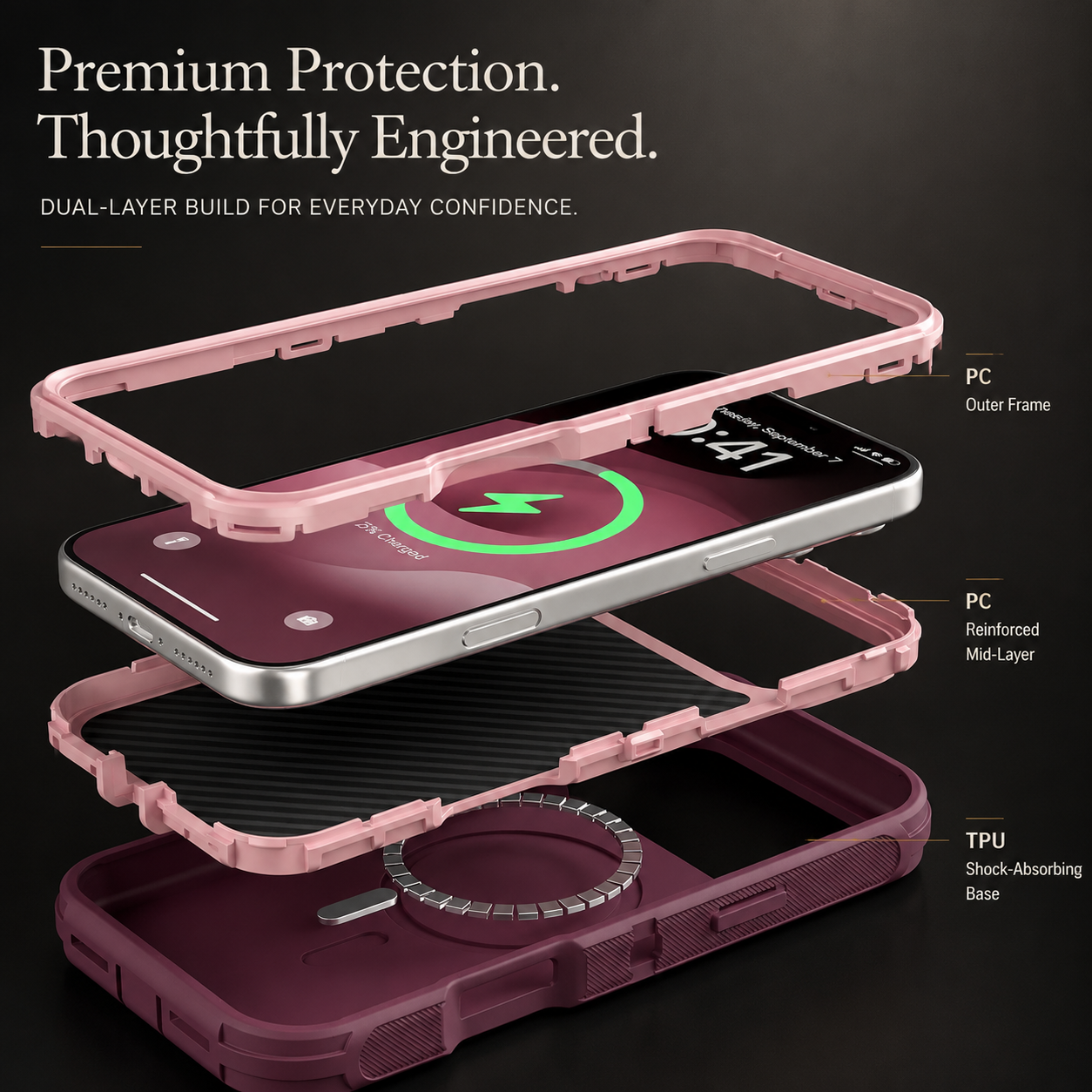 Premium iPhone Case Magnetic Defender Protective Cover Heavy Duty Shockproof TPU PC Armor Belt Clip Holder Wireless Charging Full Coverage