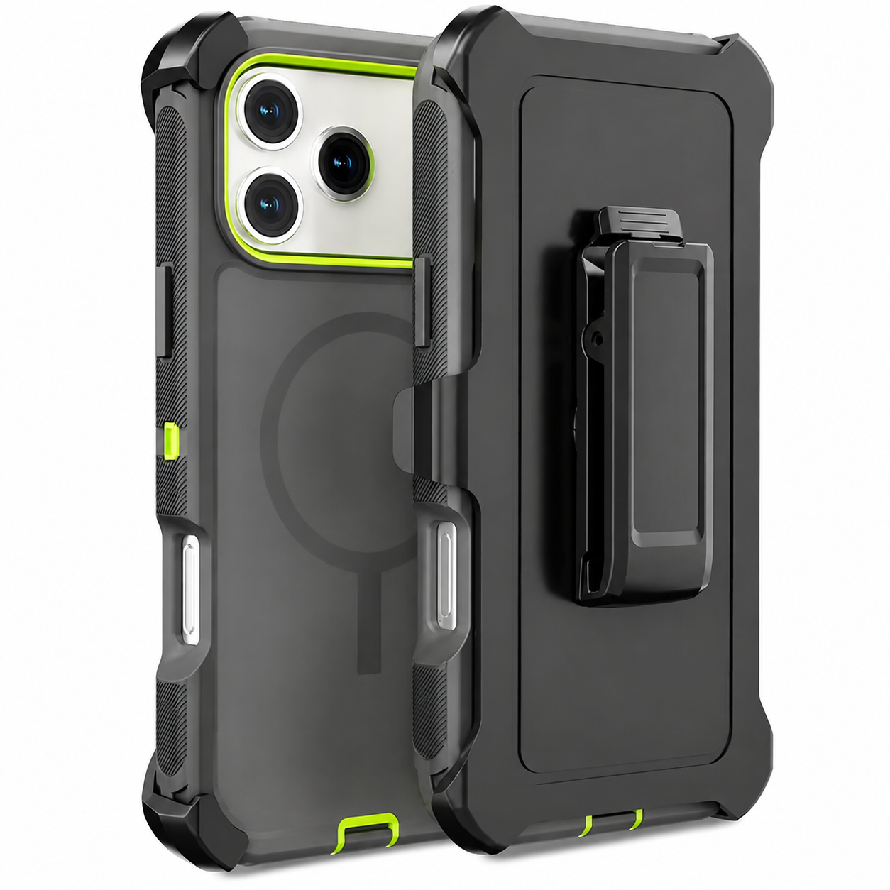 Premium iPhone Case Magnetic Defender Protective Cover Heavy Duty Shockproof TPU PC Armor Belt Clip Holder Wireless Charging Full Coverage