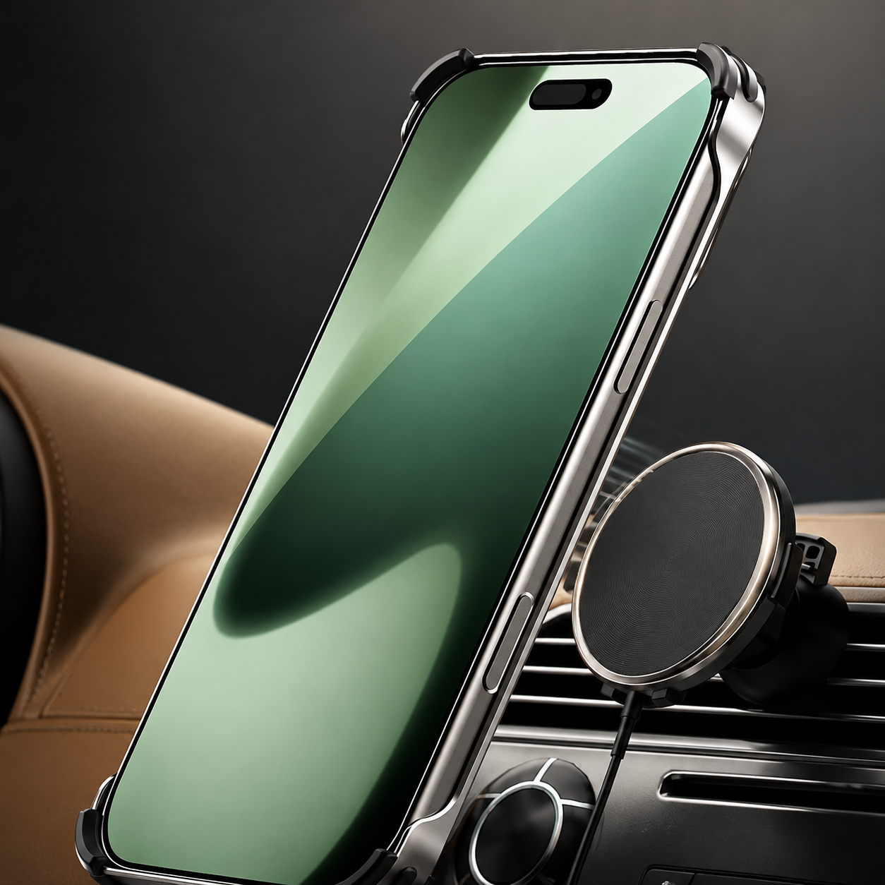 Premium iPhone Case Magnetic Hollow Metal Cover with Heat Dissipation Stand Bracket Shockproof Scratch Resistant Open Frame Lightweight Protective Design
