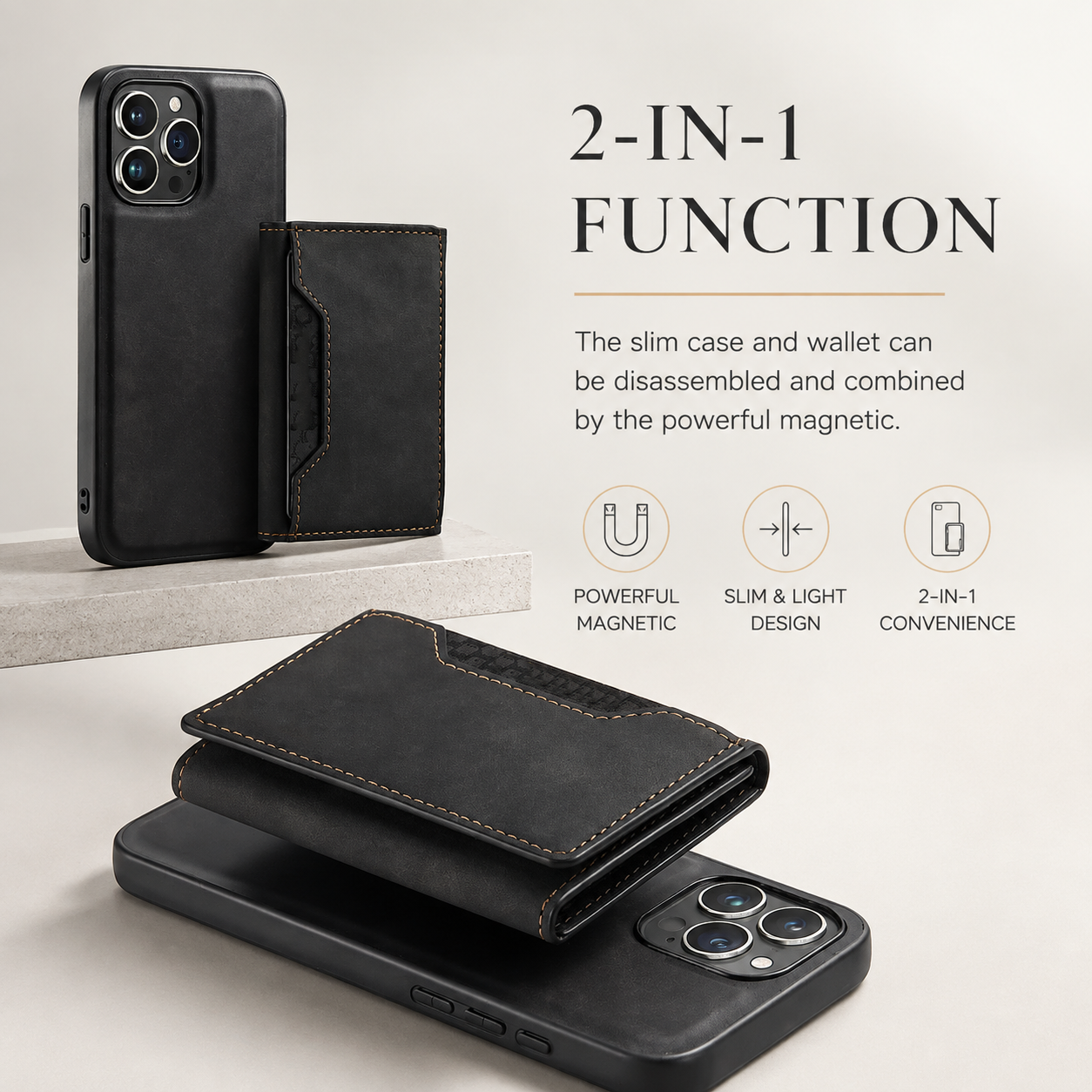 Premium iPhone Case Magnetic Leather Wallet Cover Card Holder Money Pocket Kickstand Shockproof Protective Case Slim Full Coverage