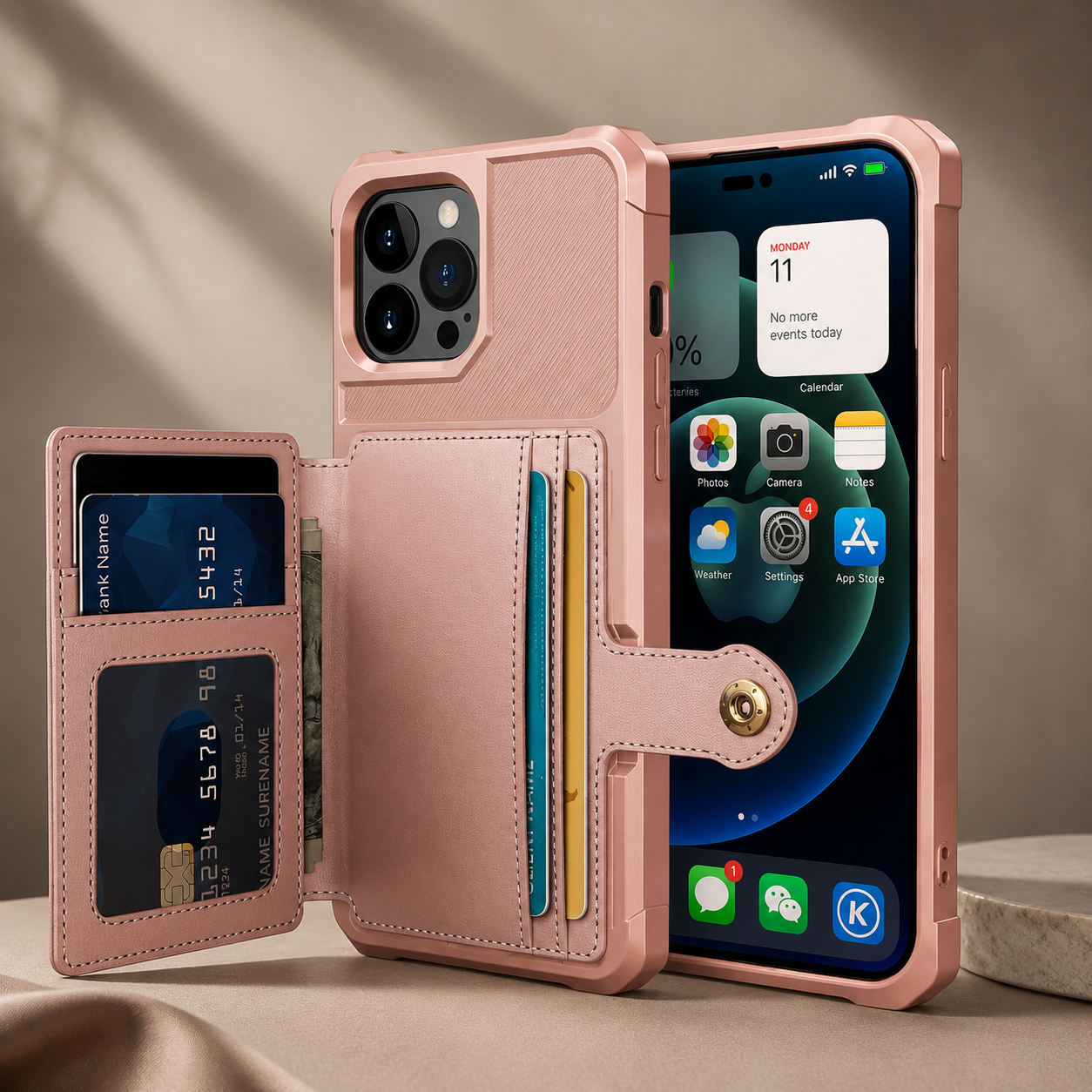Premium iPhone Case Magnetic Leather Wallet Cover Card Slot Holder with Flip Stand Shockproof Anti Fingerprint Protective Design Slim Durable Style
