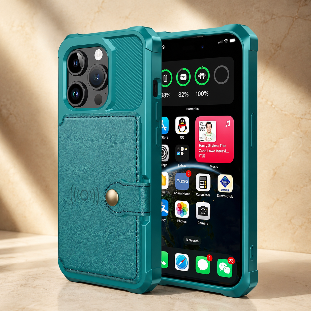 Premium iPhone Case Magnetic Leather Wallet Cover Card Slot Holder with Flip Stand Shockproof Anti Fingerprint Protective Design Slim Durable Style