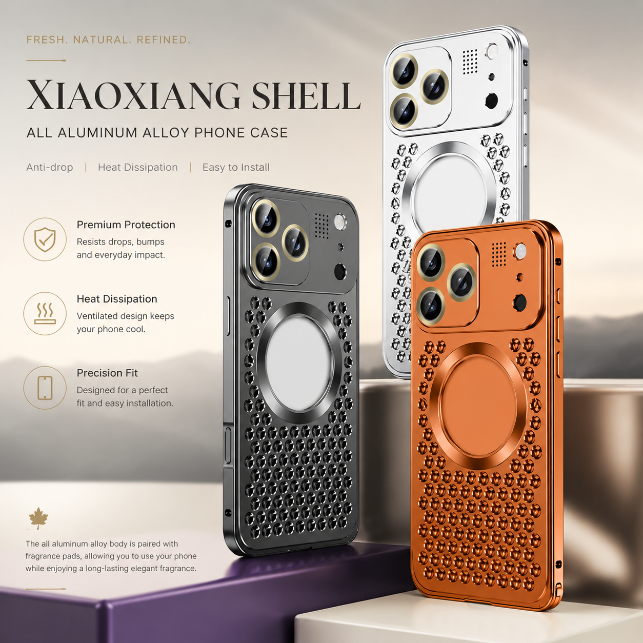 Premium iPhone Case Magnetic Protective Cover Aluminum Alloy Frame Shockproof Anti Fall Heat Dissipation Camera Lens Guard Slim Metal Bumper Design