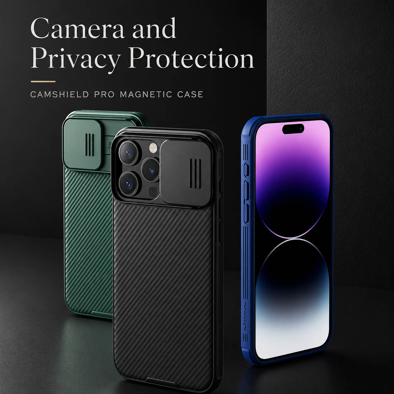 Premium iPhone Case Magnetic Protective Cover Sliding Camera Lens Protection Shockproof Anti Scratch Rugged CamShield Pro PC TPU Anti Slip Full Coverage