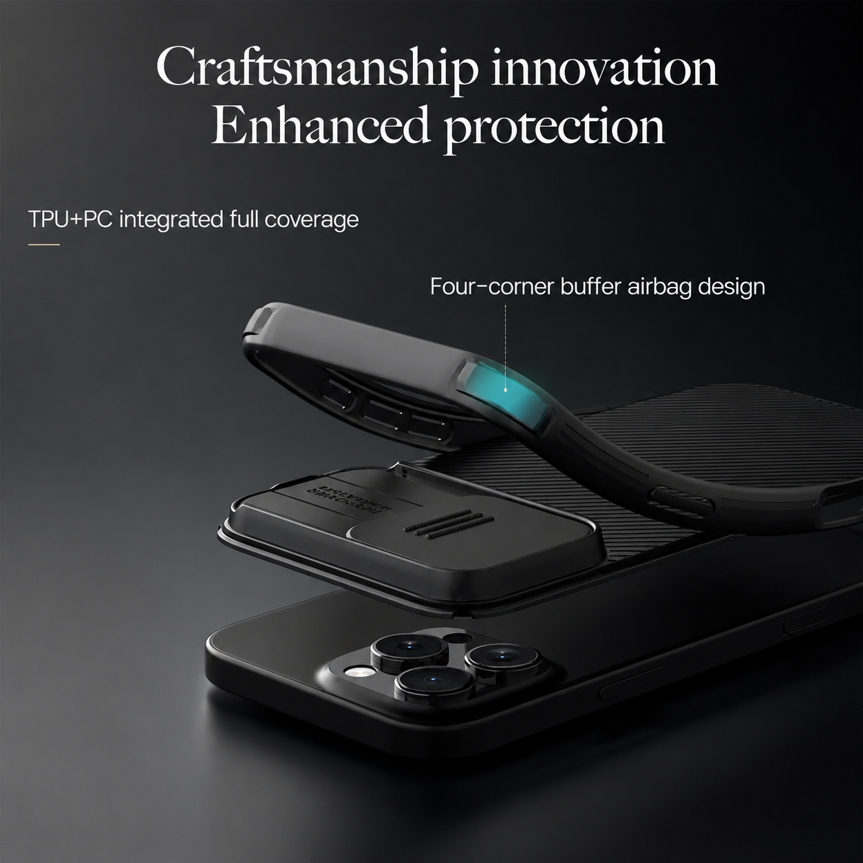 Premium iPhone Case Magnetic Protective Cover Sliding Camera Lens Protection Shockproof Anti Scratch Rugged CamShield Pro PC TPU Anti Slip Full Coverage
