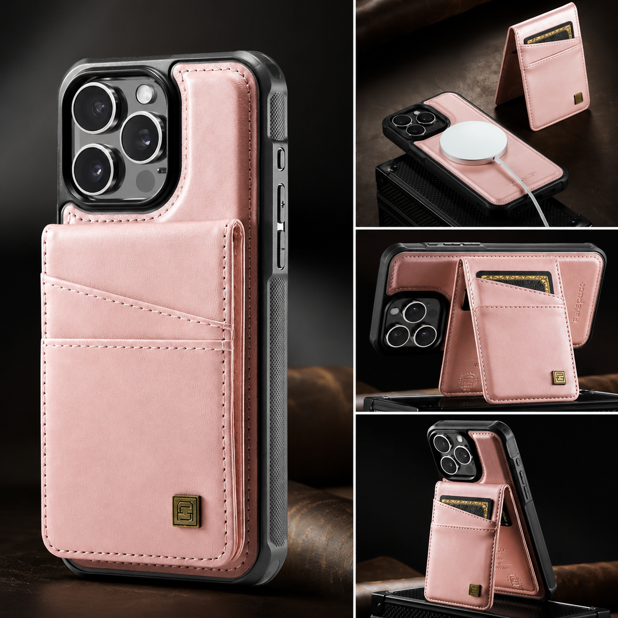Premium iPhone Case Magnetic Wallet Cover PU Leather Detachable Flip Case Card Holder Wrist Strap Shockproof Protective Cover Slim Design