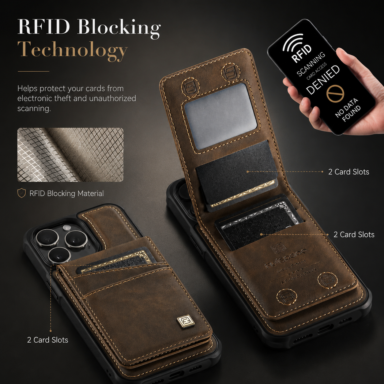 Premium iPhone Case Magnetic Wallet Cover PU Leather Detachable Flip Case Card Holder Wrist Strap Shockproof Protective Cover Slim Design