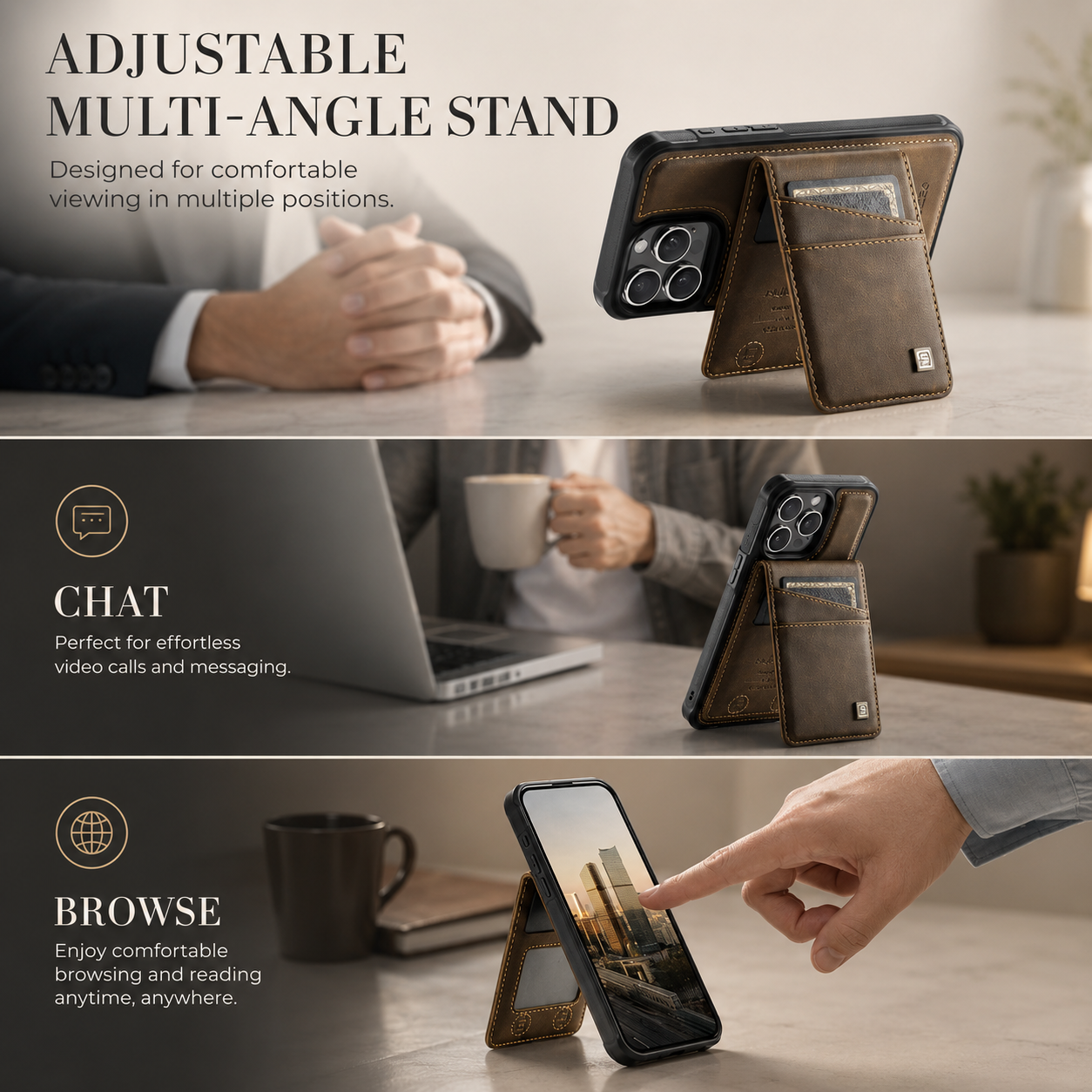 Premium iPhone Case Magnetic Wallet Cover PU Leather Detachable Flip Case Card Holder Wrist Strap Shockproof Protective Cover Slim Design