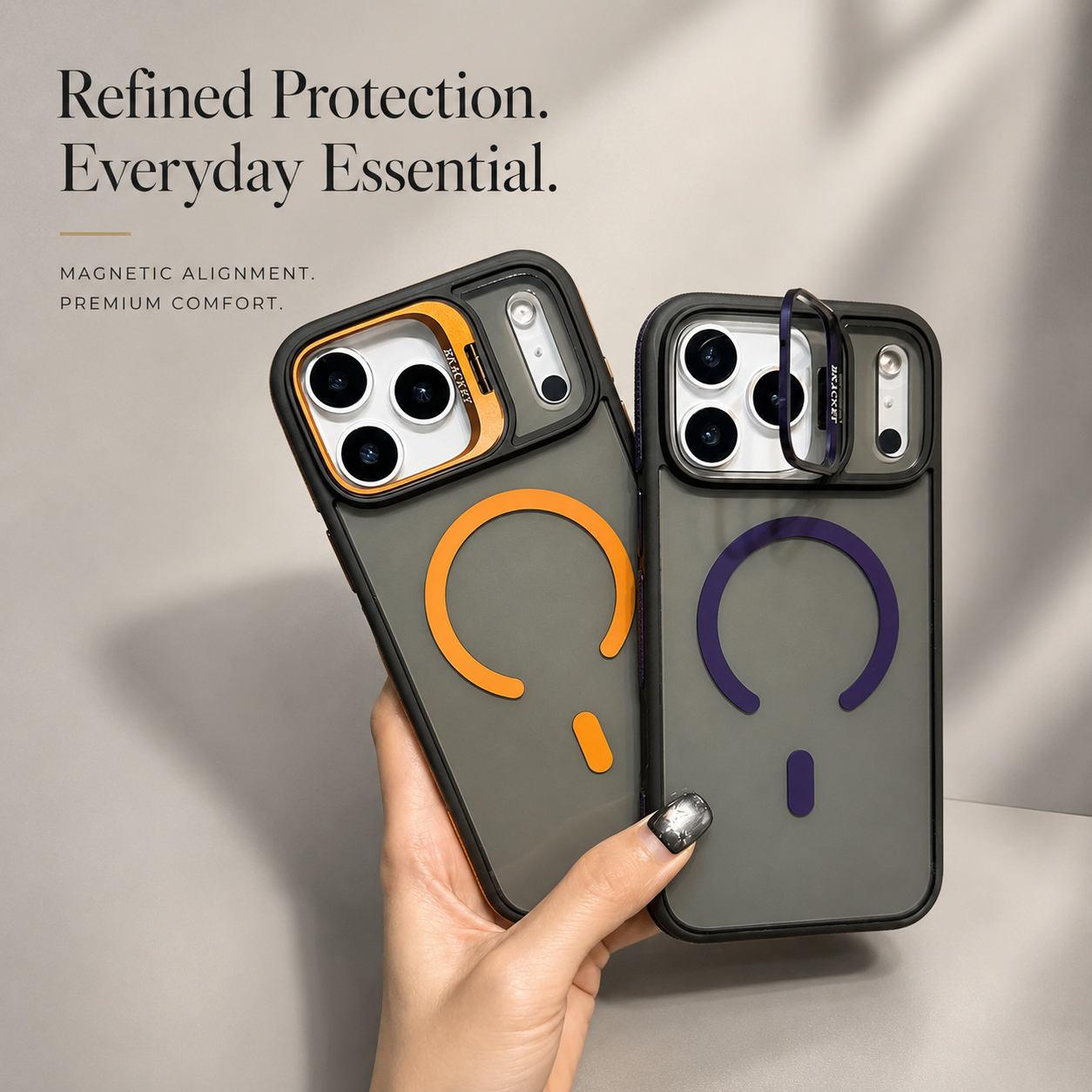 Premium iPhone Case Matte Transparent MagSafe Compatible Magnetic Protective Cover Built in Kickstand Shockproof Camera Lens Guard