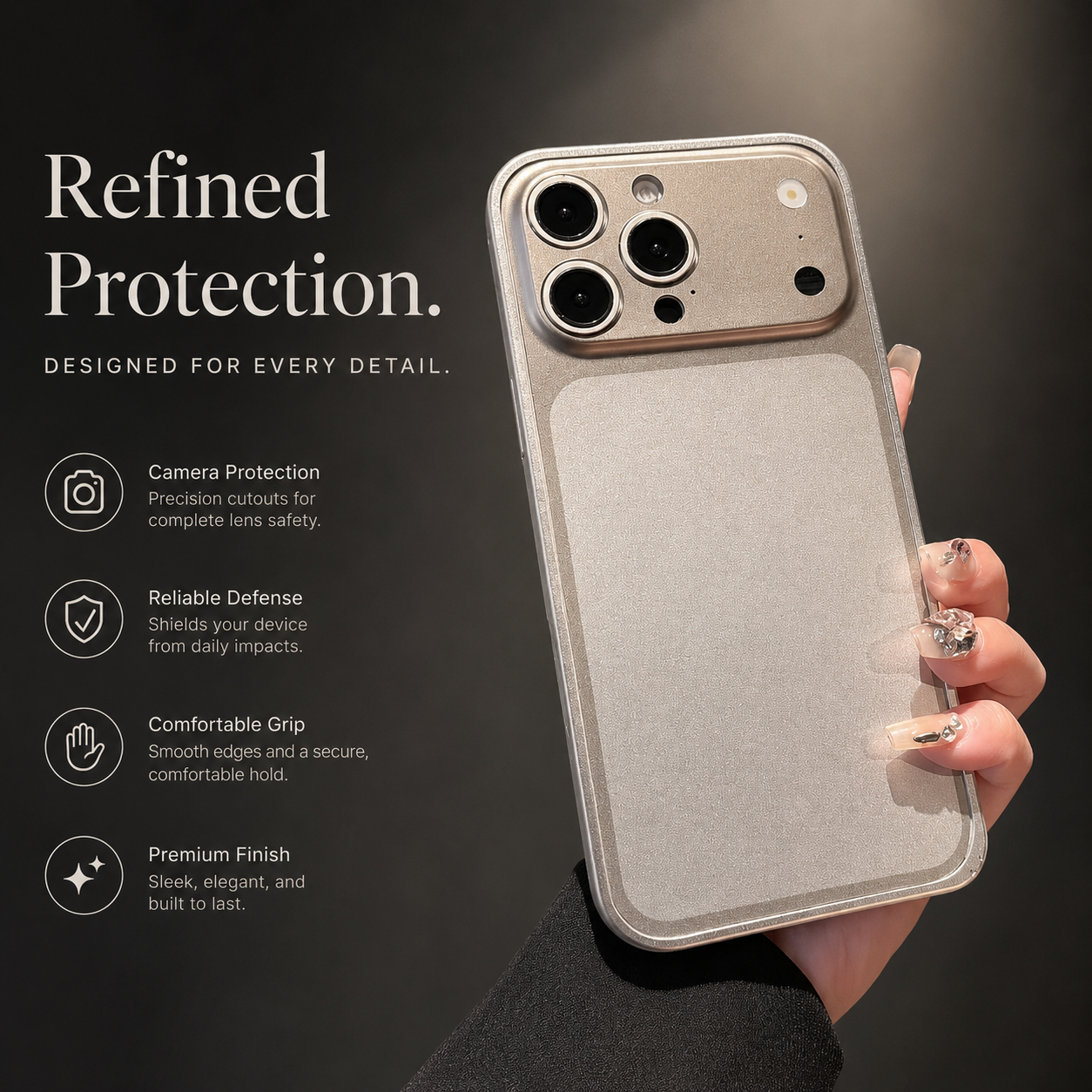 Premium iPhone Case Metal Alloy Frame Slim Protective Cover Matte Backplane Shockproof Anti Scratch Anti Fingerprint Lightweight Full Coverage