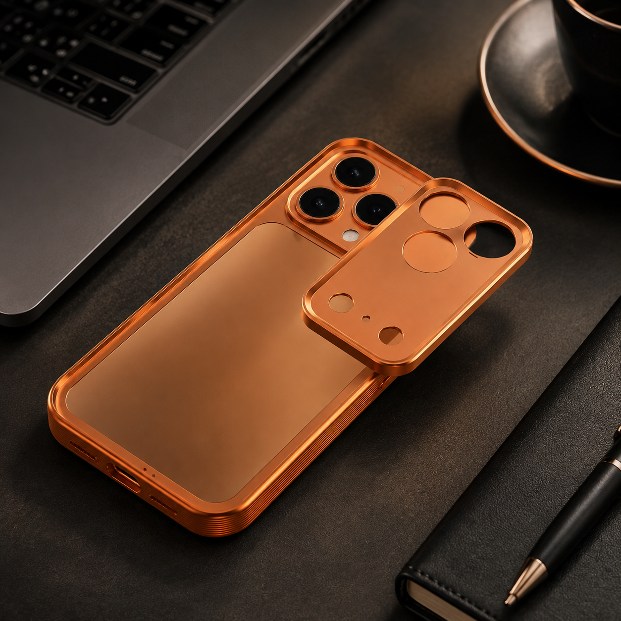 Premium iPhone Case Metal Frame MagSafe Compatible Protective Cover Heat Dissipation Design Anti Slip Grip Shockproof Camera Lens Protector Slim