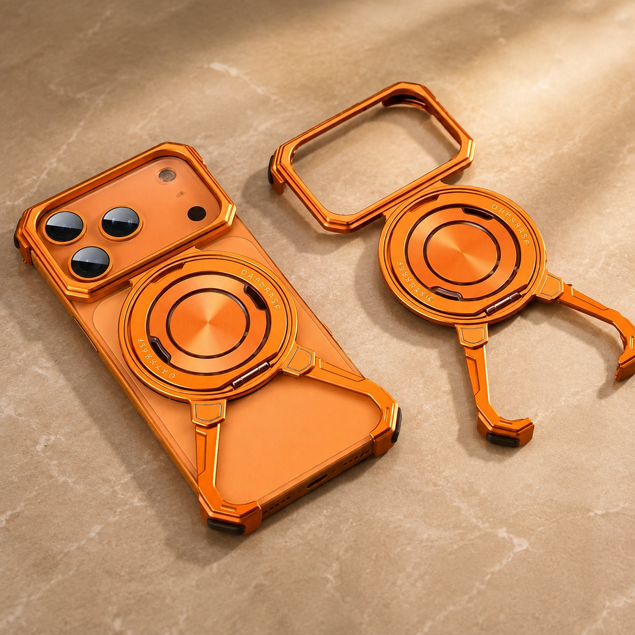 Premium iPhone Case Metal Frame Shockproof Bumper Cover with 360° Rotating Ring Stand Magnetic Grip Protective Design Full Coverage Slim Minimal Style