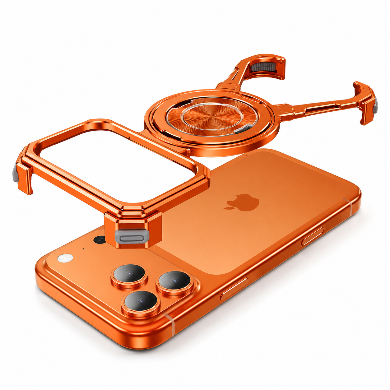 Premium iPhone Case Metal Frame Shockproof Bumper Cover with 360° Rotating Ring Stand Magnetic Grip Protective Design Full Coverage Slim Minimal Style