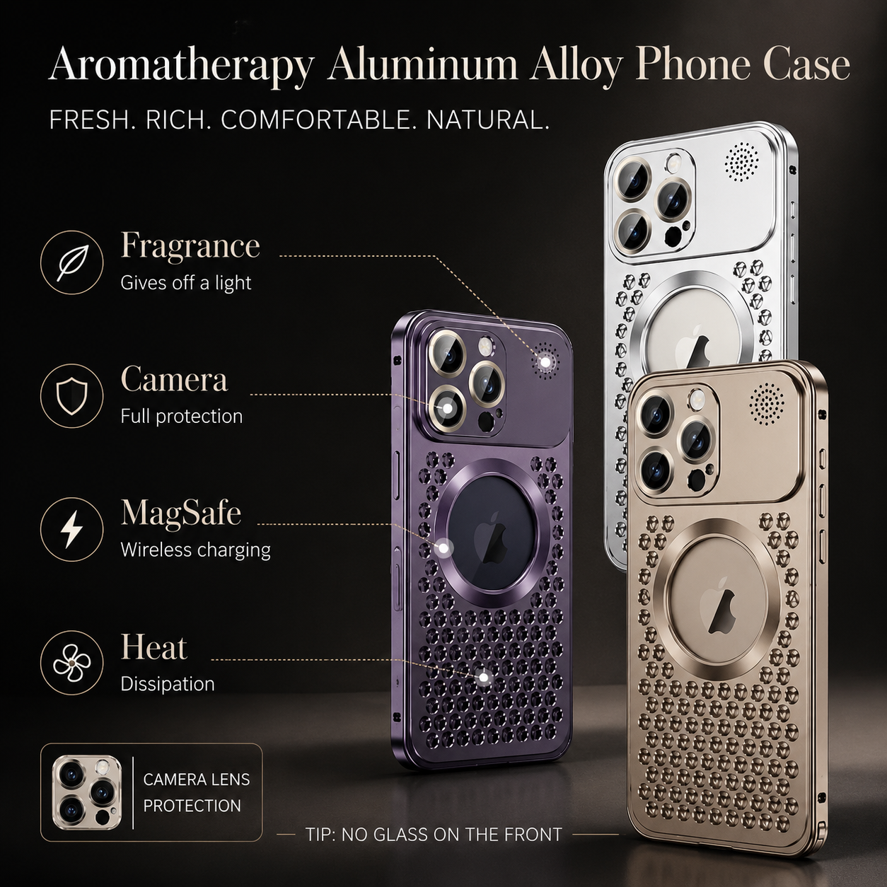 Premium iPhone Case Metal Heat Dissipation Cover MagSafe Compatible Magnetic Aluminum Back Shockproof Protective Case Camera Lens Screen Protection Ultra Thin Design