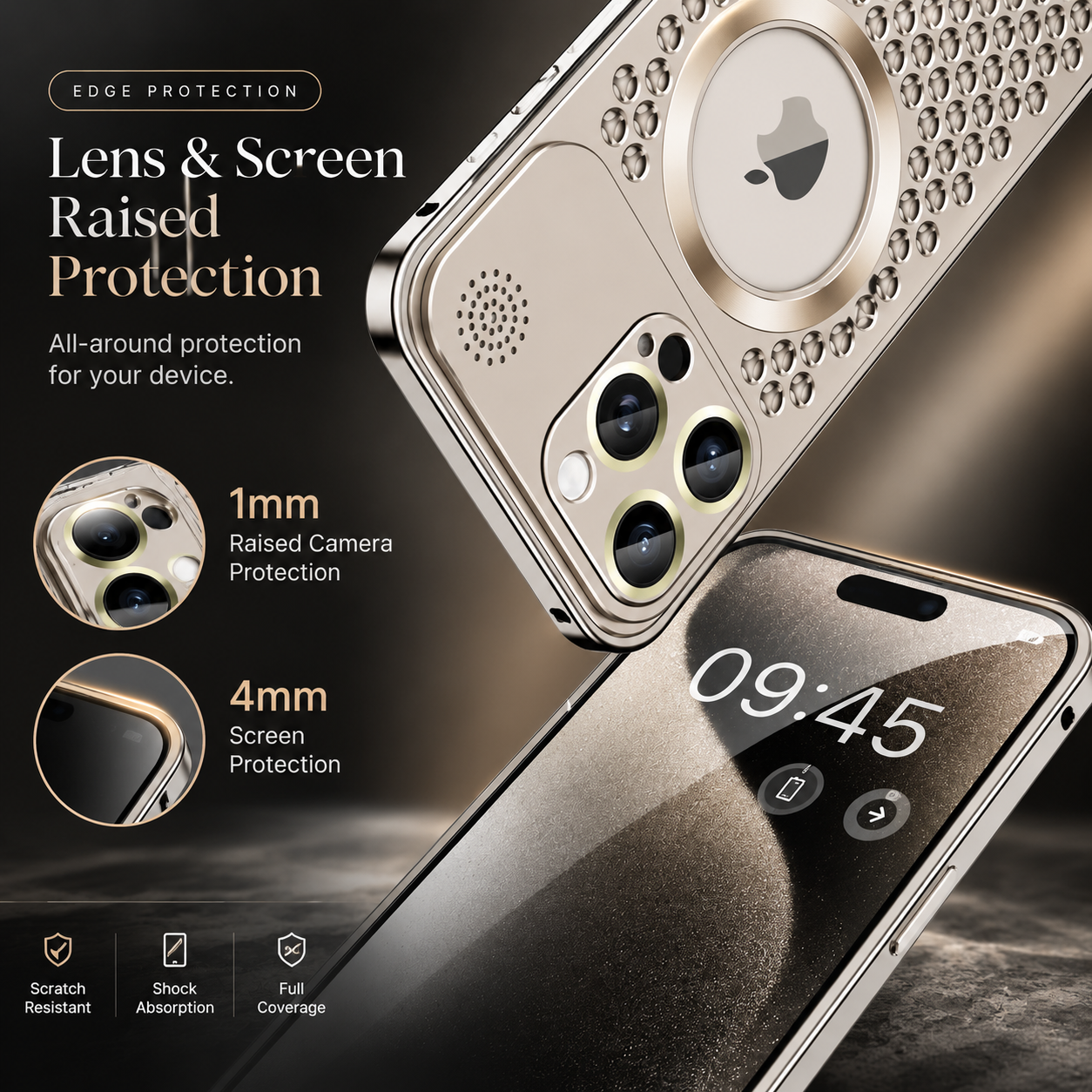 Premium iPhone Case Metal Heat Dissipation Cover MagSafe Compatible Magnetic Aluminum Back Shockproof Protective Case Camera Lens Screen Protection Ultra Thin Design