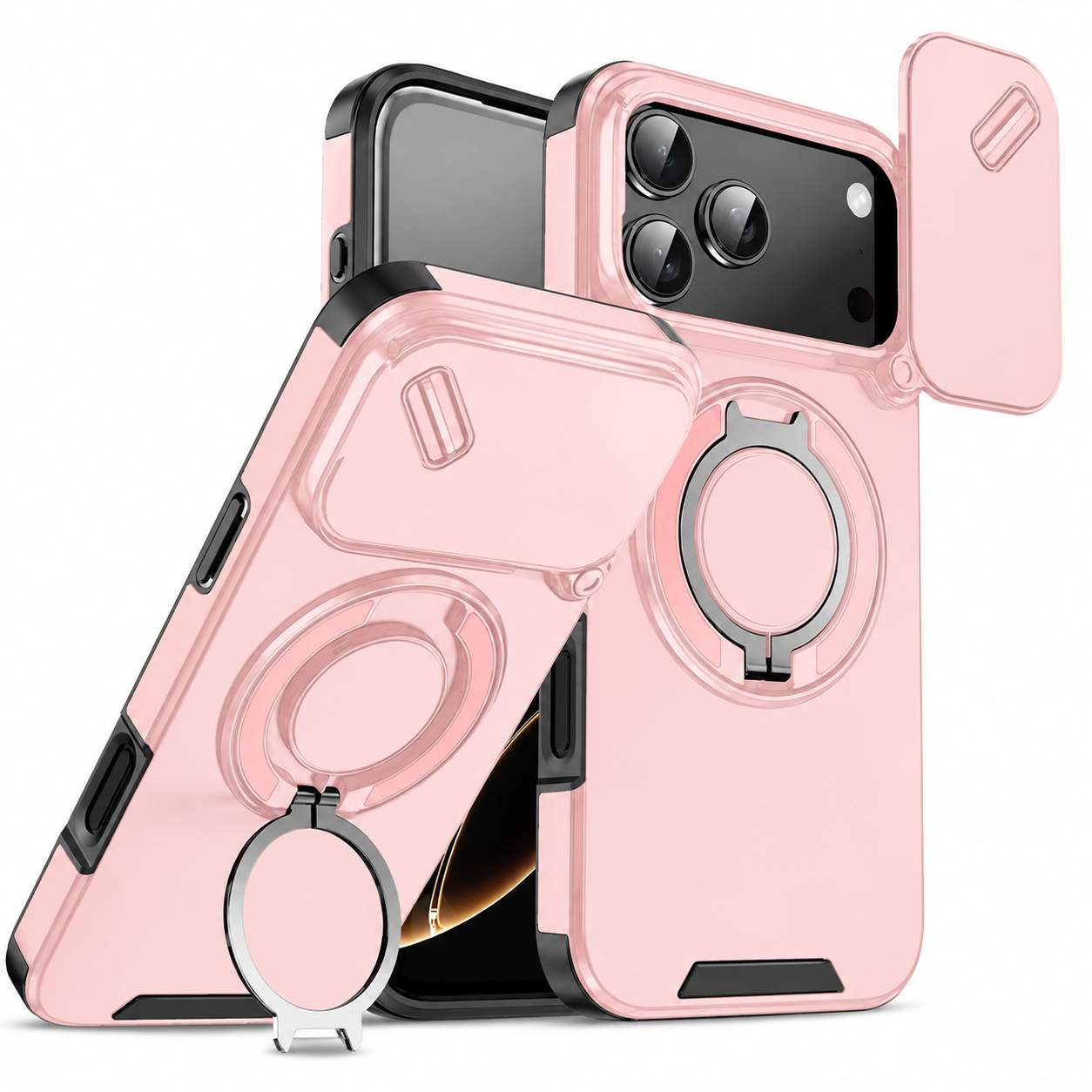 Premium iPhone Case Military Armor Protective Cover Magnetic Ring Stand Dual Layer Shockproof Camera Lens Protection Full Coverage