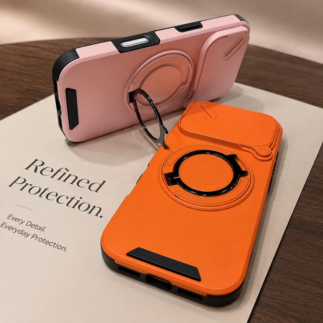 Premium iPhone Case Military Armor Protective Cover Magnetic Ring Stand Dual Layer Shockproof Camera Lens Protection Full Coverage