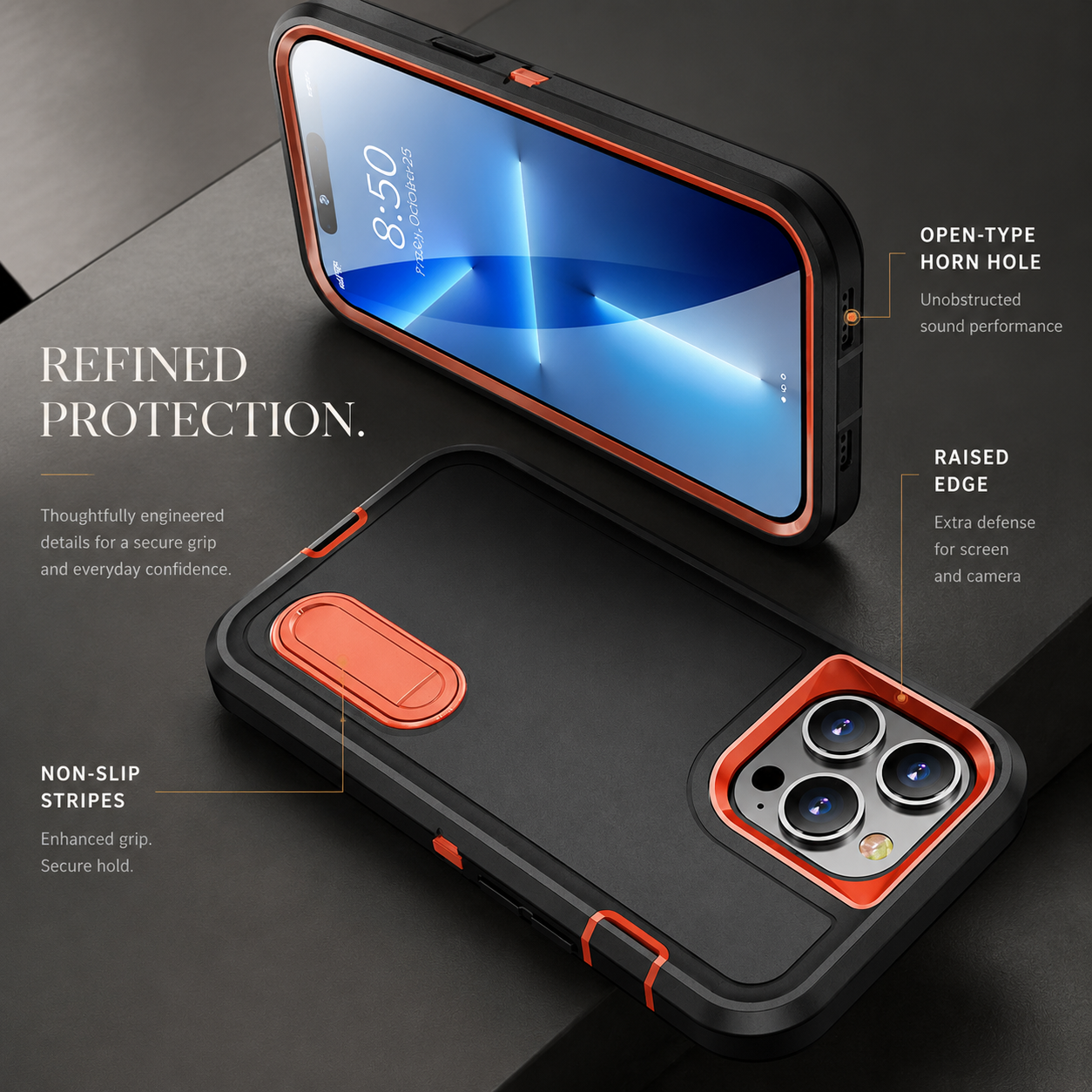 Premium iPhone Case Military Grade Defender Cover Kickstand Shockproof Hybrid Armor Protective Case Full Body Rugged Design