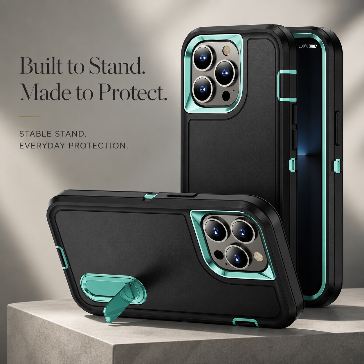 Premium iPhone Case Military Grade Defender Cover Kickstand Shockproof Hybrid Armor Protective Case Full Body Rugged Design