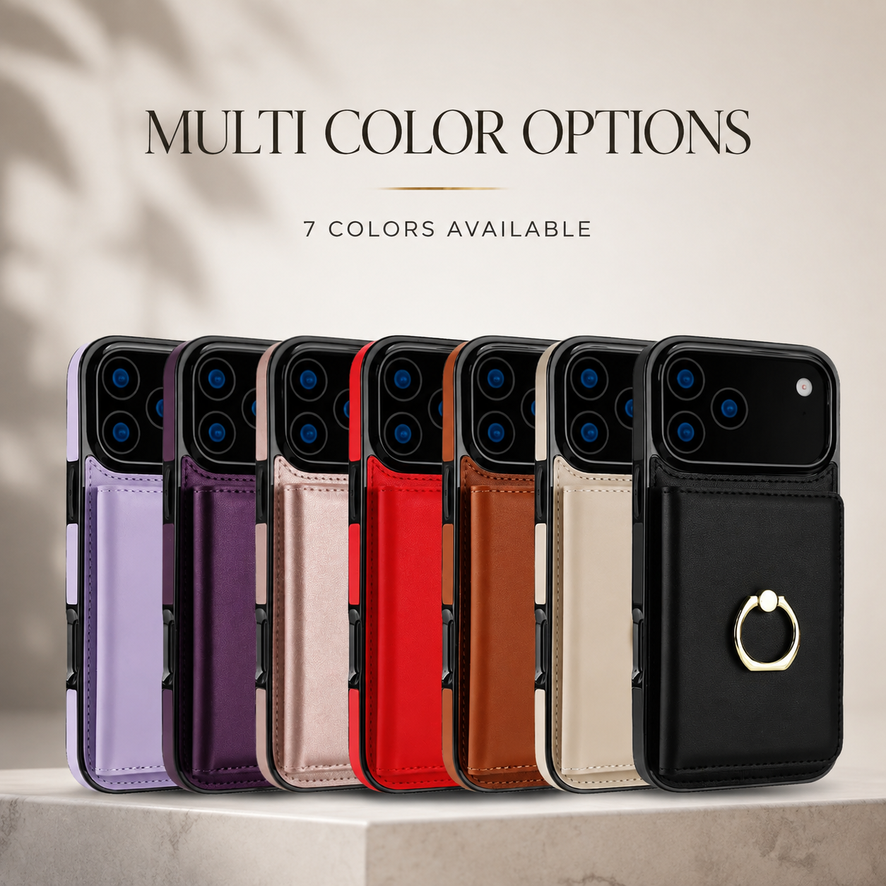 Premium iPhone Case PU Leather Wallet Cover Card Holder 360° Rotating Ring Kickstand Magnetic Clasp Shockproof Protective Case Full Coverage