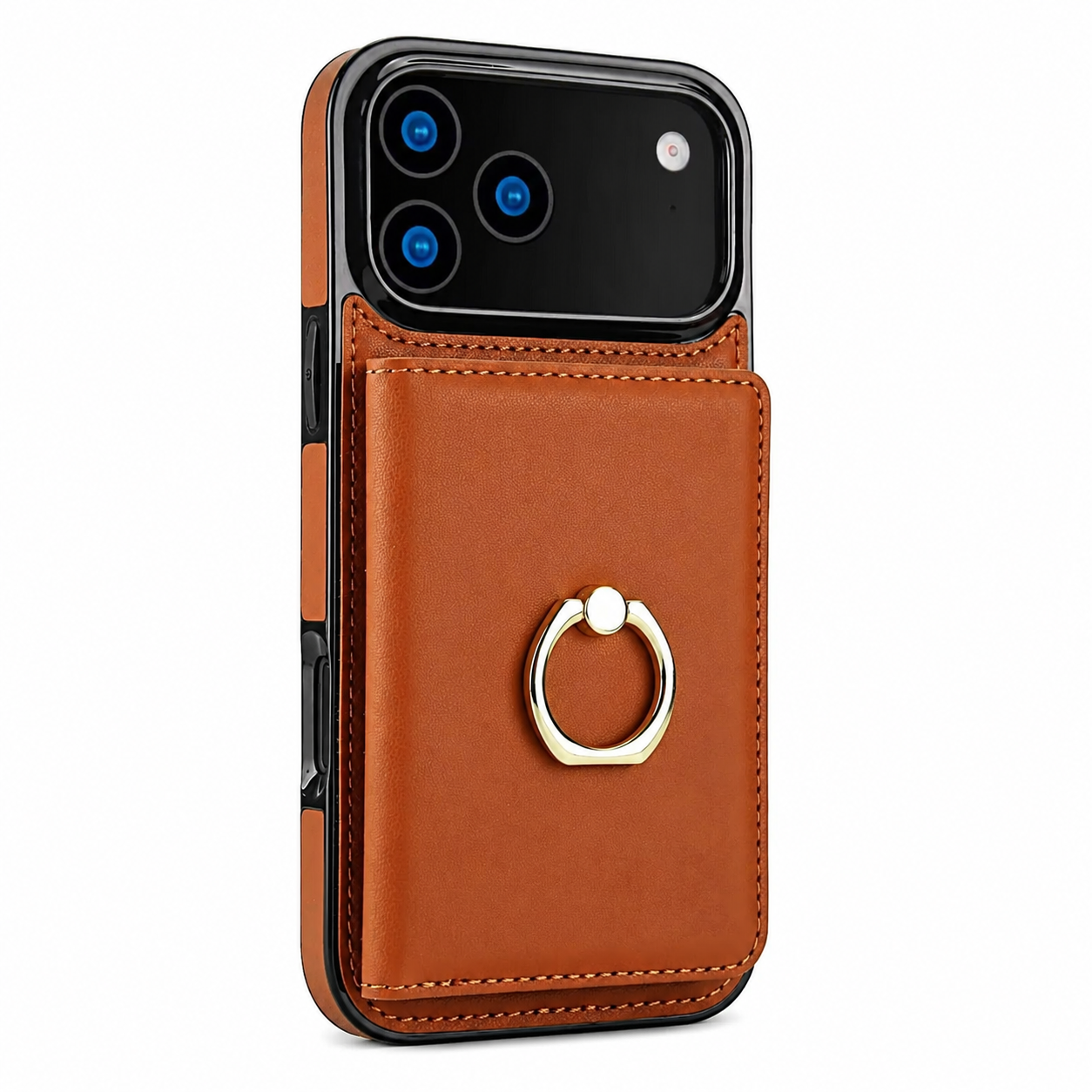 Premium iPhone Case PU Leather Wallet Cover Card Holder 360° Rotating Ring Kickstand Magnetic Clasp Shockproof Protective Case Full Coverage