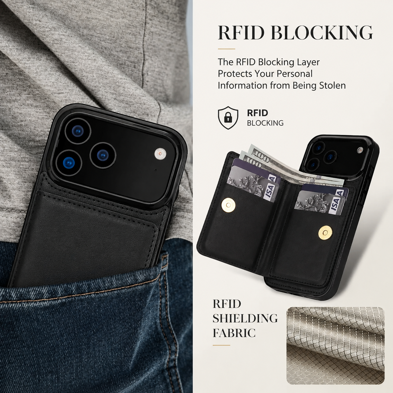Premium iPhone Case PU Leather Wallet Cover Card Holder 360° Rotating Ring Kickstand Magnetic Clasp Shockproof Protective Case Full Coverage