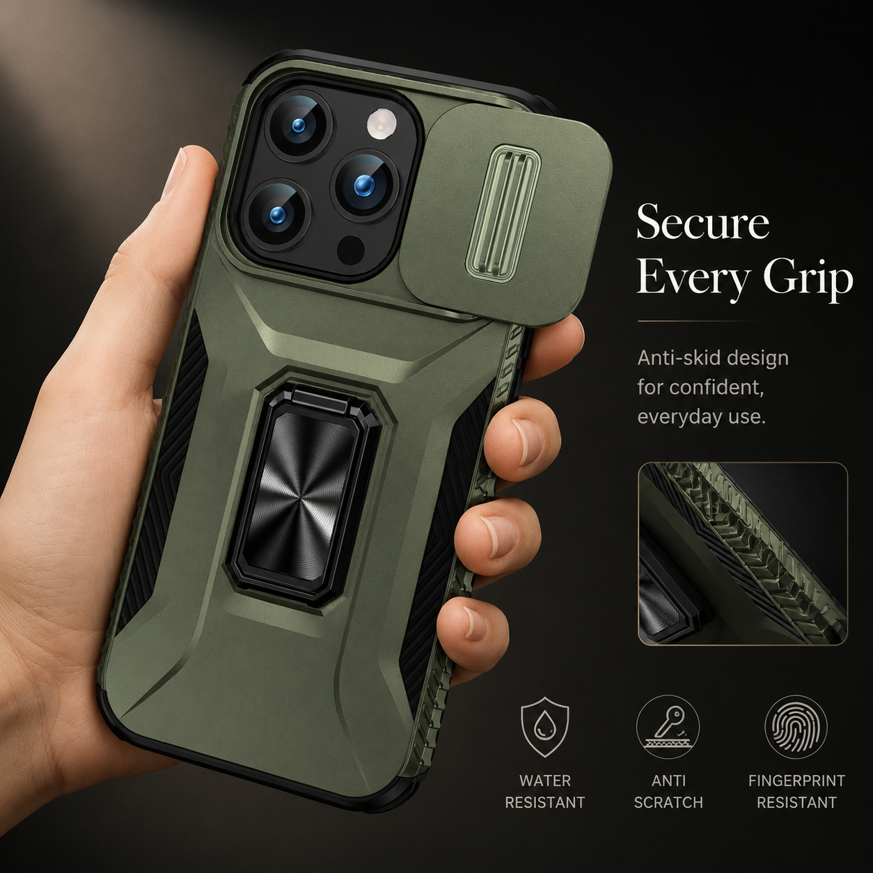 Premium iPhone Case Protective Cover Camera Lens Protection Shockproof Military Grade Kickstand Slide Camera Cover Anti Scratch Anti Slip Full Coverage