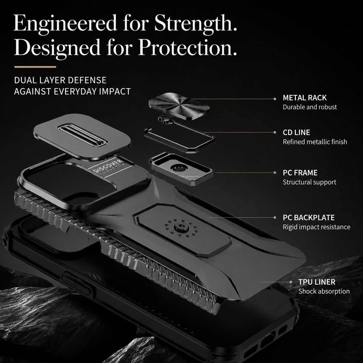 Premium iPhone Case Protective Cover Camera Lens Protection Shockproof Military Grade Kickstand Slide Camera Cover Anti Scratch Anti Slip Full Coverage