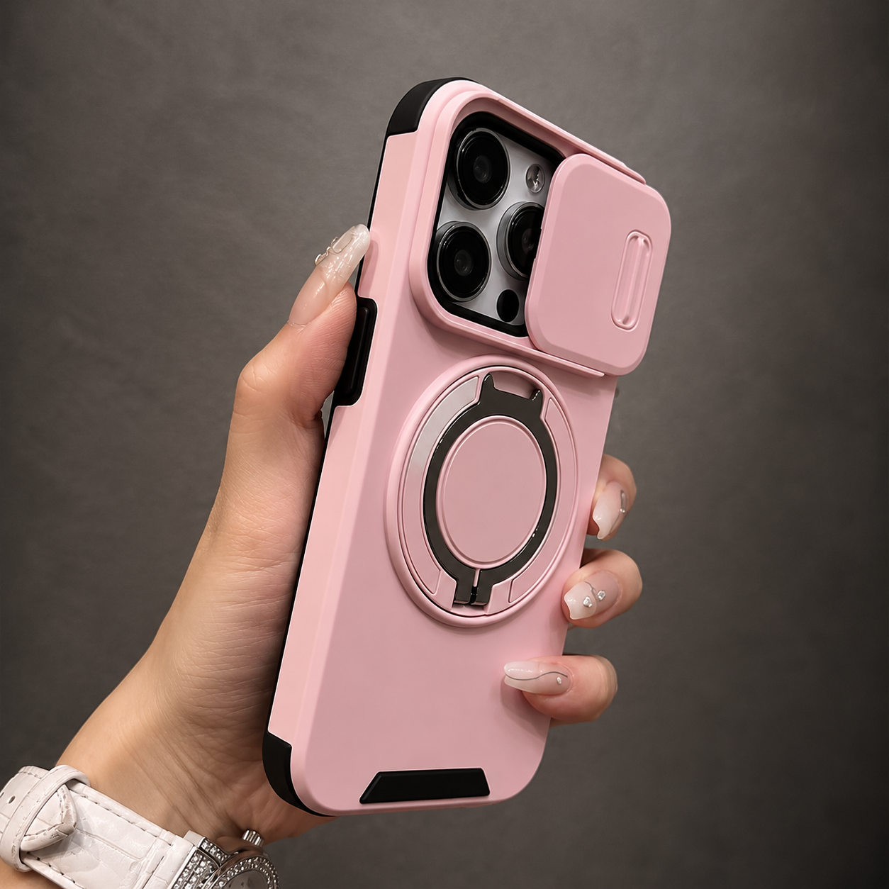 Premium iPhone Case Protective Cover Camera Lens Protection Shockproof Rugged Armor Magnetic Bracket Stand Anti Fingerprint Anti Scratch Full Coverage
