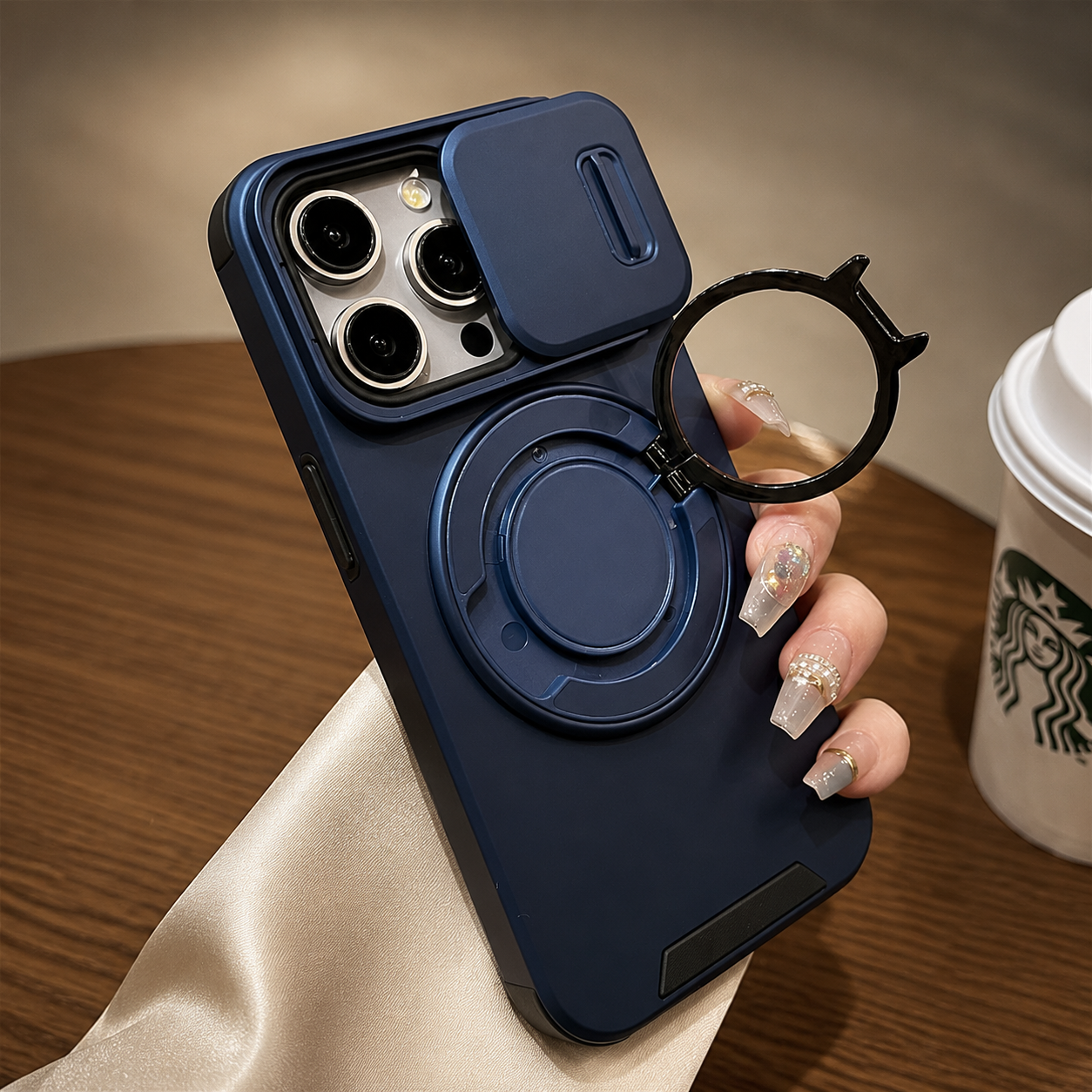 Premium iPhone Case Protective Cover Camera Lens Protection Shockproof Rugged Armor Magnetic Bracket Stand Anti Fingerprint Anti Scratch Full Coverage