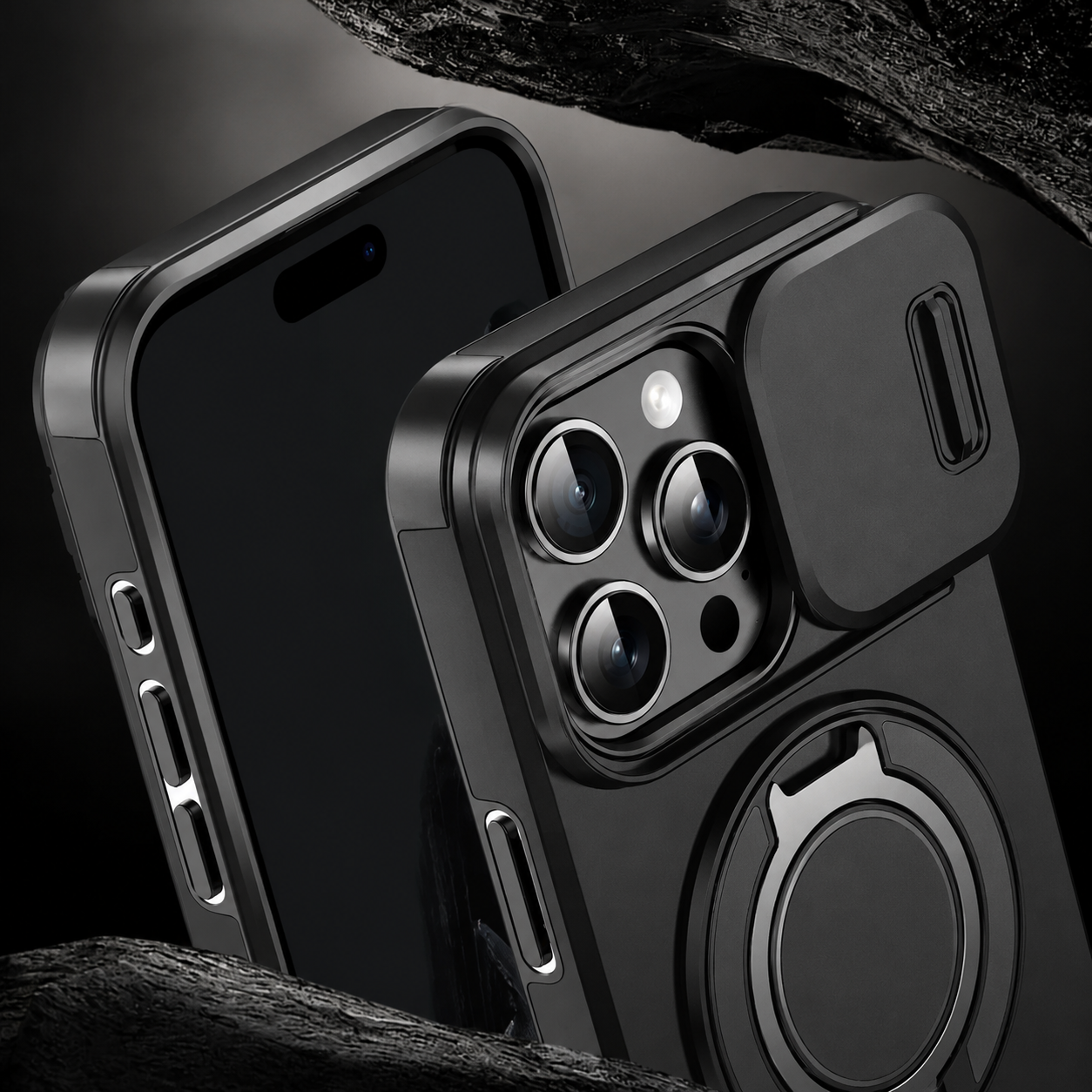 Premium iPhone Case Protective Cover Camera Lens Protection Shockproof Rugged Armor Magnetic Bracket Stand Anti Fingerprint Anti Scratch Full Coverage