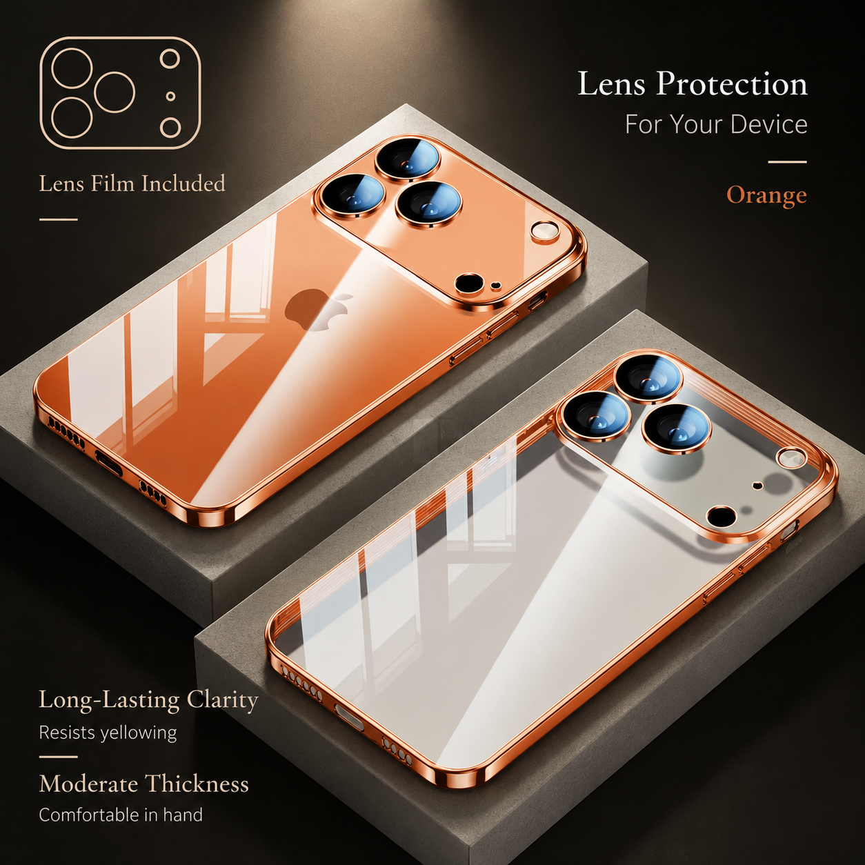 Premium iPhone Case Protective Cover Camera Lens Protection Shockproof Ultra Thin Transparent TPU Plating Anti Fingerprint Anti Scratch Full Coverage