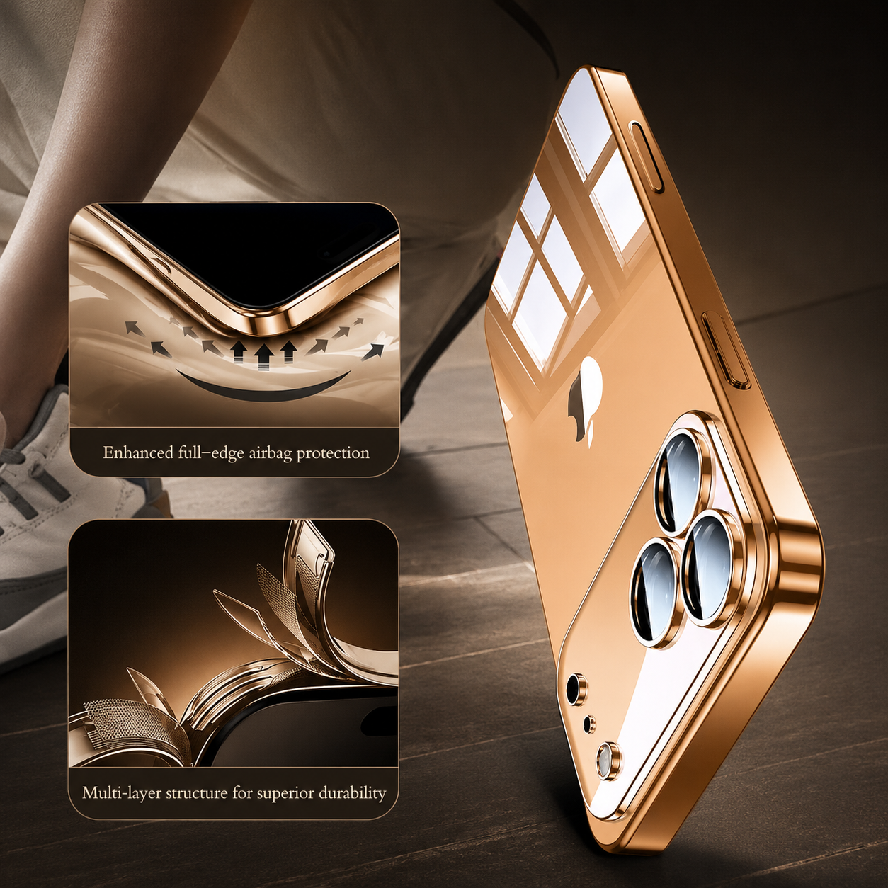 Premium iPhone Case Protective Cover Camera Lens Protection Shockproof Ultra Thin Transparent TPU Plating Anti Fingerprint Anti Scratch Full Coverage