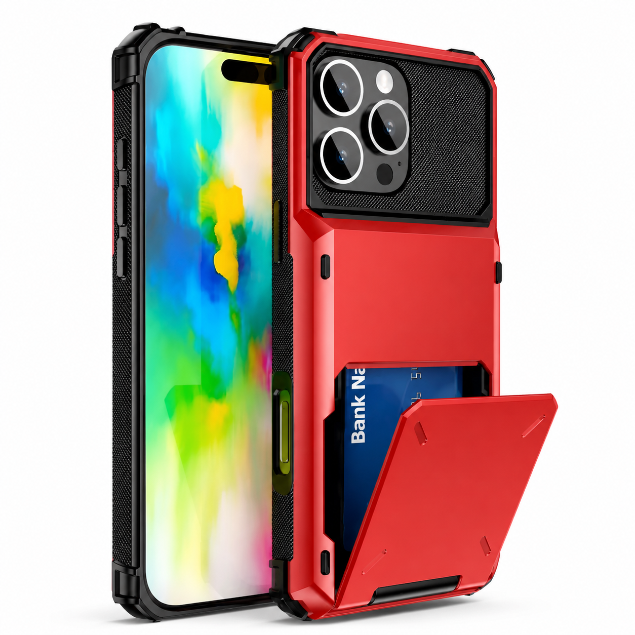Premium iPhone Case Protective Cover Camera Lens Protection Shockproof Wallet Cover Hidden Card Holder Dual Layer Armor Anti Scratch Full Coverage