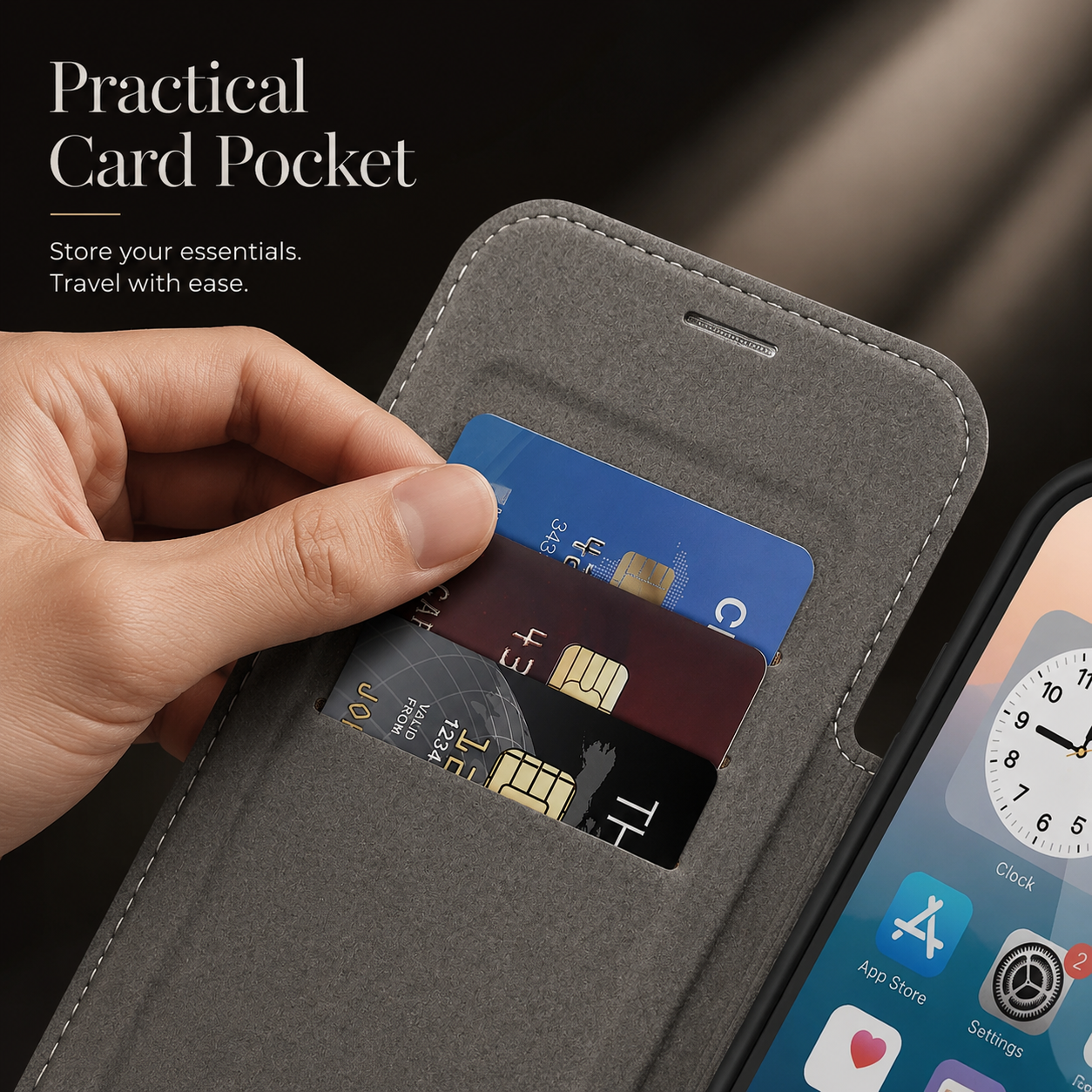 Premium iPhone Case RFID Blocking Leather Wallet Cover MagSafe Compatible Kickstand Card Holder Shockproof Protective Flip Case Wireless Charging