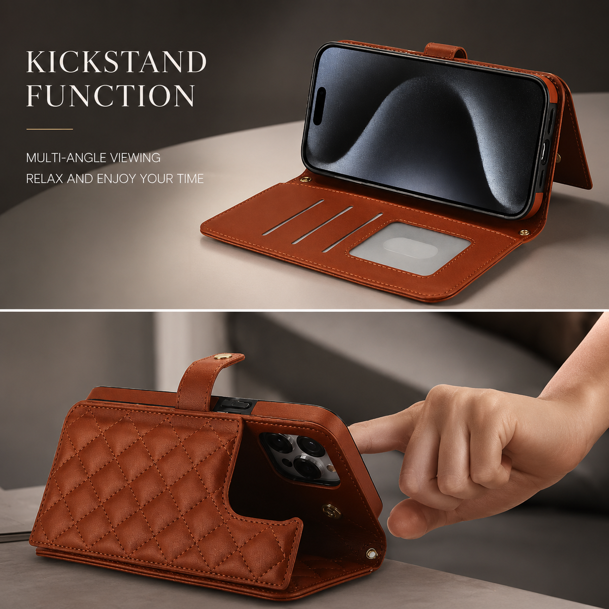 Premium iPhone Case RFID Blocking Wallet Crossbody Flip Cover Card Holder PU Leather Magnetic Closure Shockproof Protective Strap Design