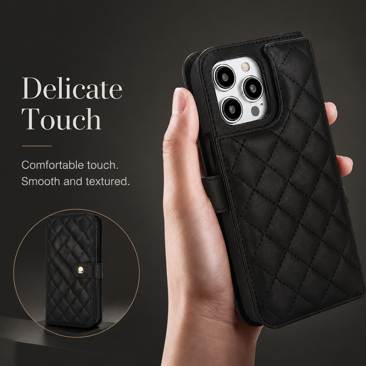 Premium iPhone Case RFID Blocking Wallet Crossbody Flip Cover Card Holder PU Leather Magnetic Closure Shockproof Protective Strap Design