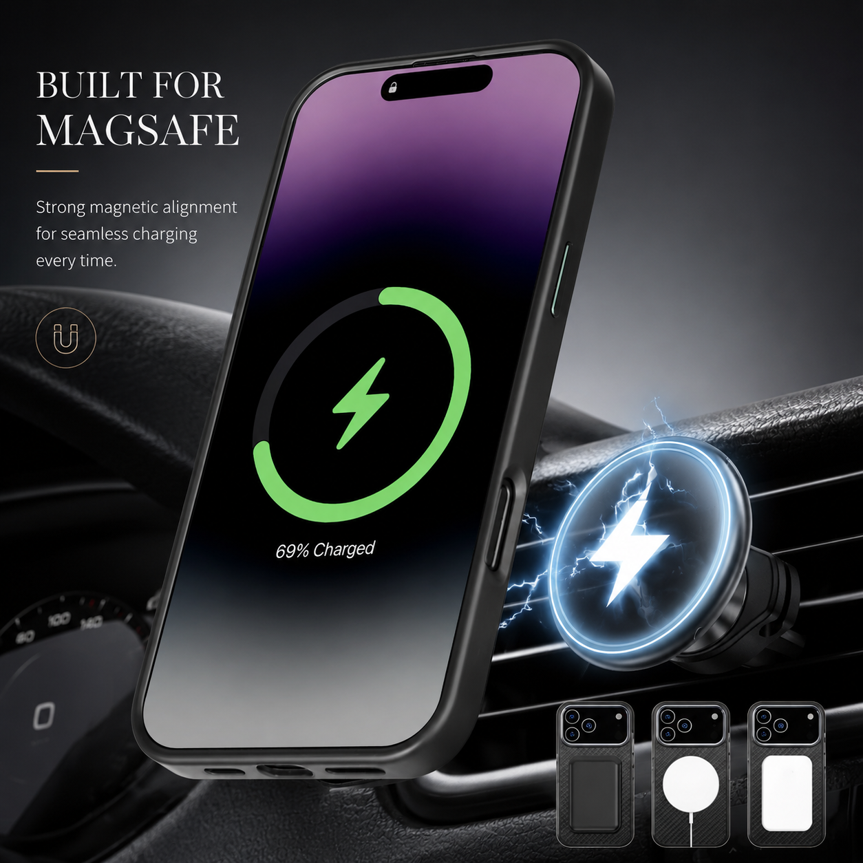 Premium iPhone Case Real Aramid Fiber Magnetic Protective Cover MagSafe Compatible Wireless Charging Ultra Thin Scratch Resistant Full Coverage