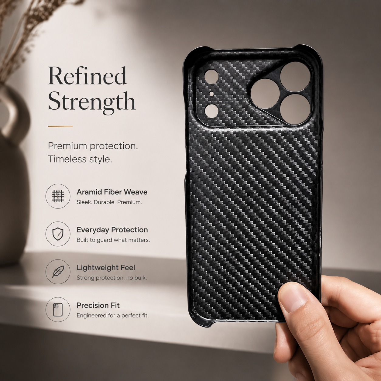 Premium iPhone Case Real Forged Carbon Fiber Cover Matte Glossy Finish Camera Lens Protection Anti Fingerprint Non Slip Slim Protective Design