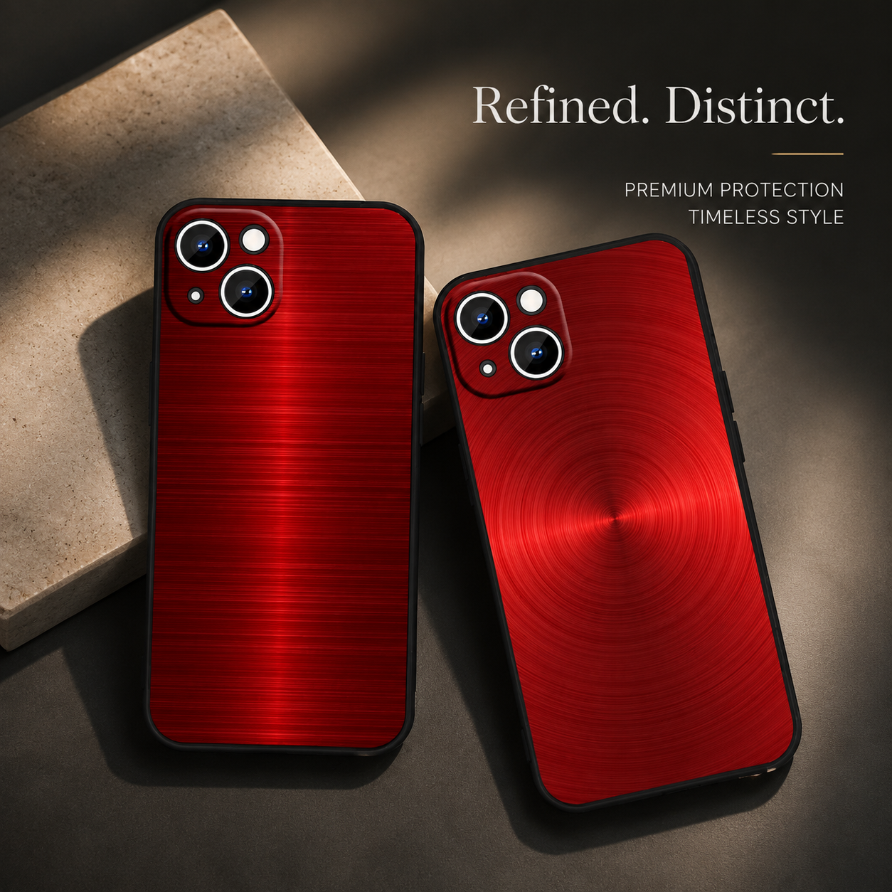 Premium iPhone Case Red Blue Metal TPU Cover Seawater Texture Shockproof Slim Protective Case Stylish Lightweight Design