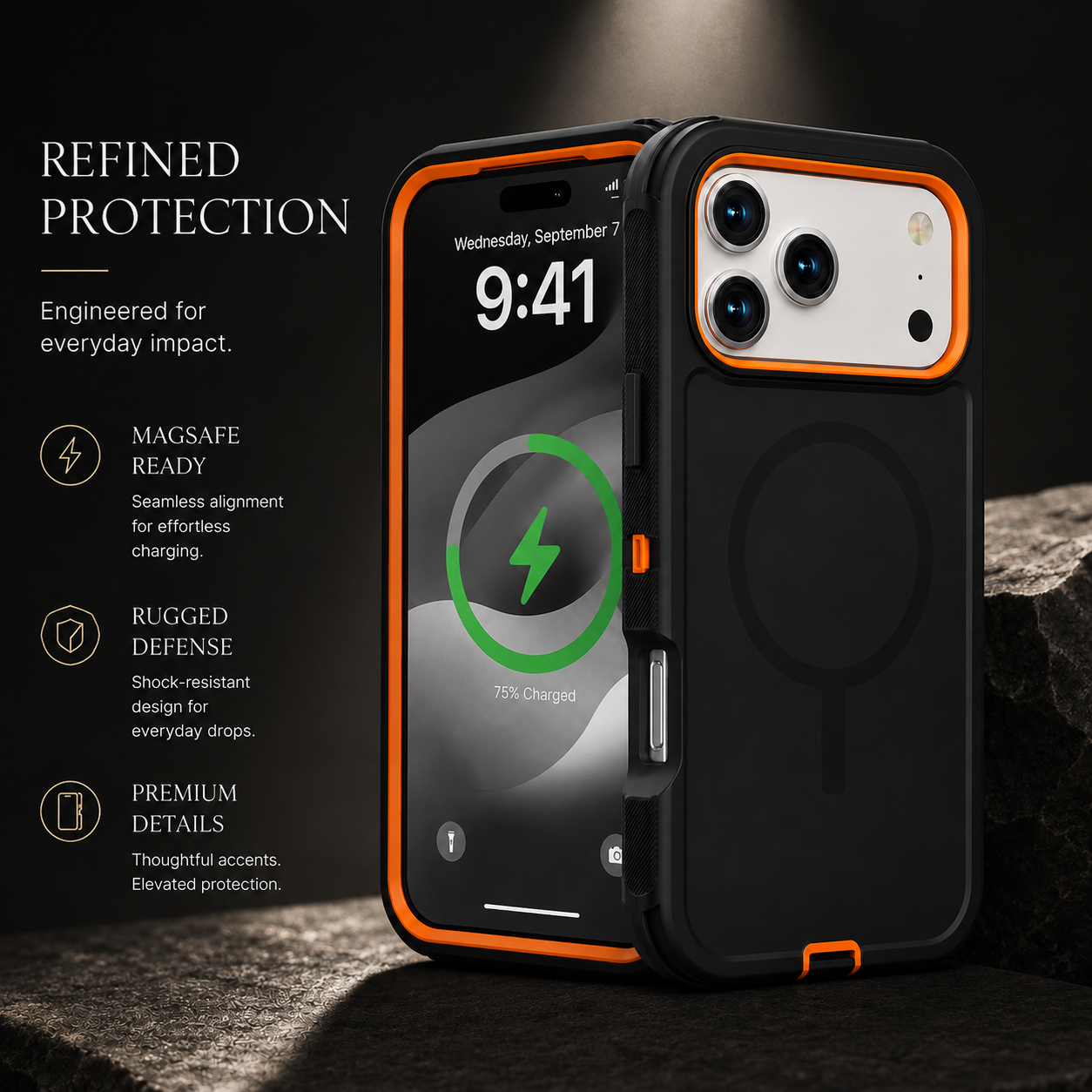 Premium iPhone Case Rugged Defender Shockproof Protective Cover Dual Layer Armor Belt Clip Magnetic Full Port Protection Anti Scratch Heavy Duty Design
