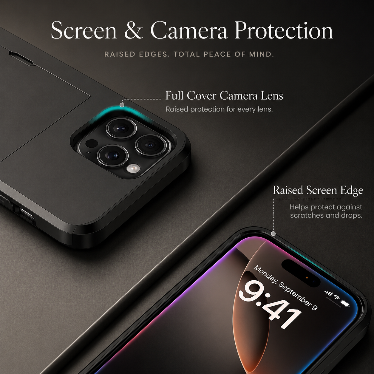 Premium iPhone Case Slide Wallet Armor Cover Card Holder Dual Layer Shockproof TPU PC Protective Design Anti Fingerprint Scratch Resistant Non Slip