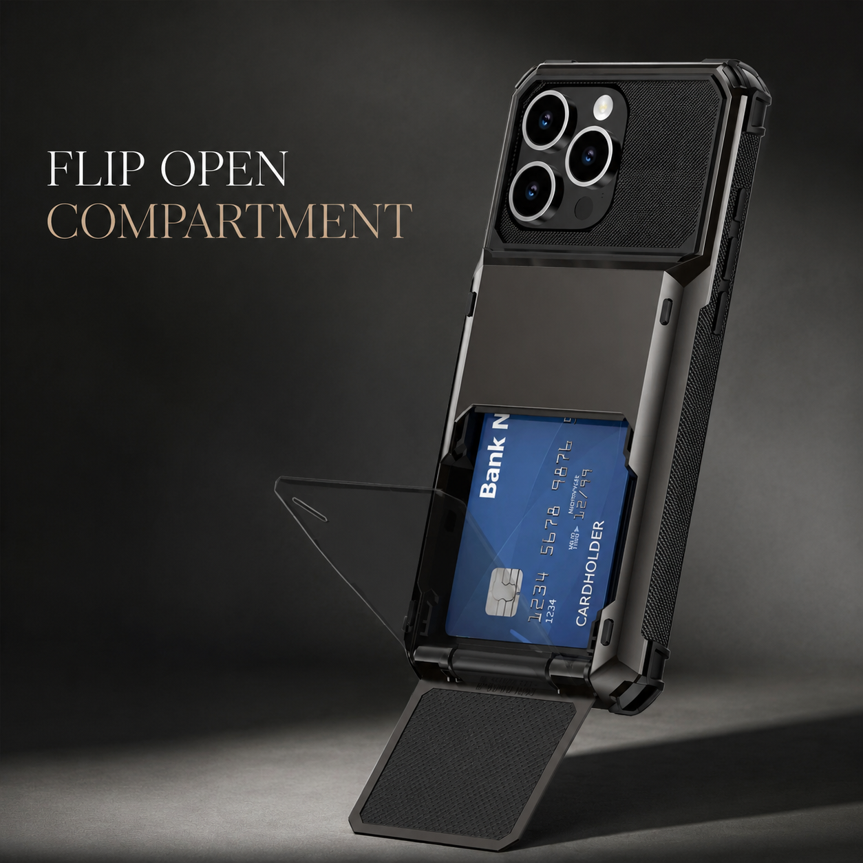 Premium iPhone Case Slide Wallet Card Holder Protective Cover Camera Lens Protection Dual Layer Shockproof Anti Scratch Non Slip Full Coverage