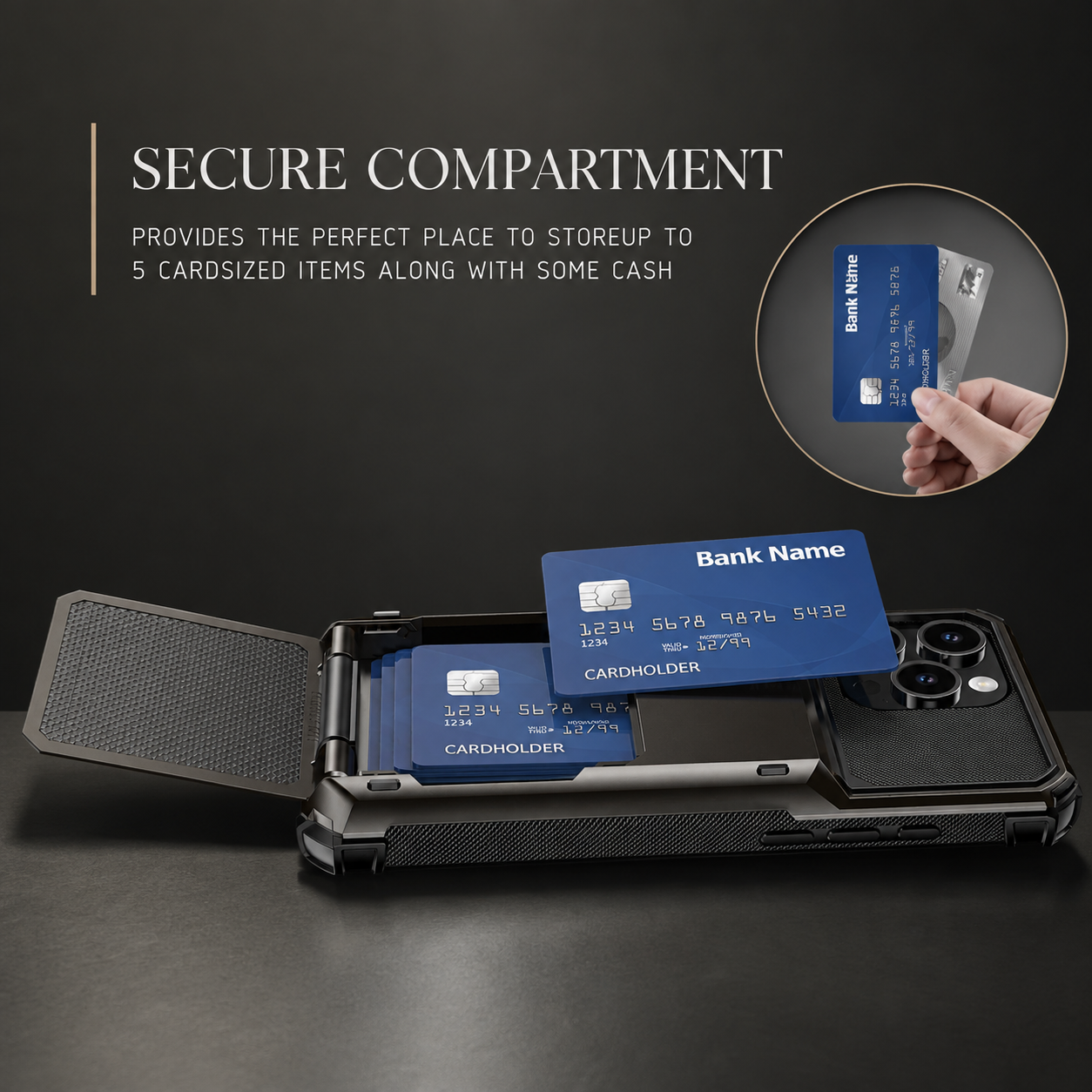 Premium iPhone Case Slide Wallet Card Holder Protective Cover Camera Lens Protection Dual Layer Shockproof Anti Scratch Non Slip Full Coverage