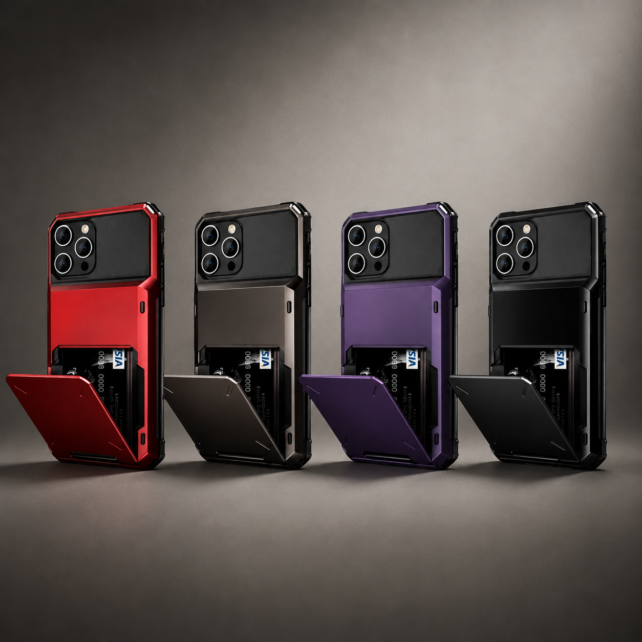 Premium iPhone Case Slide Wallet Card Holder Protective Cover Camera Lens Protection Dual Layer Shockproof Anti Scratch Non Slip Full Coverage