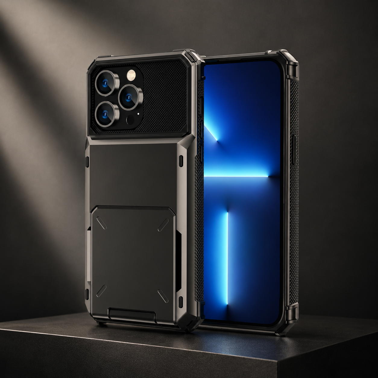 Premium iPhone Case Slide Wallet Card Holder Protective Cover Camera Lens Protection Dual Layer Shockproof Anti Scratch Non Slip Full Coverage