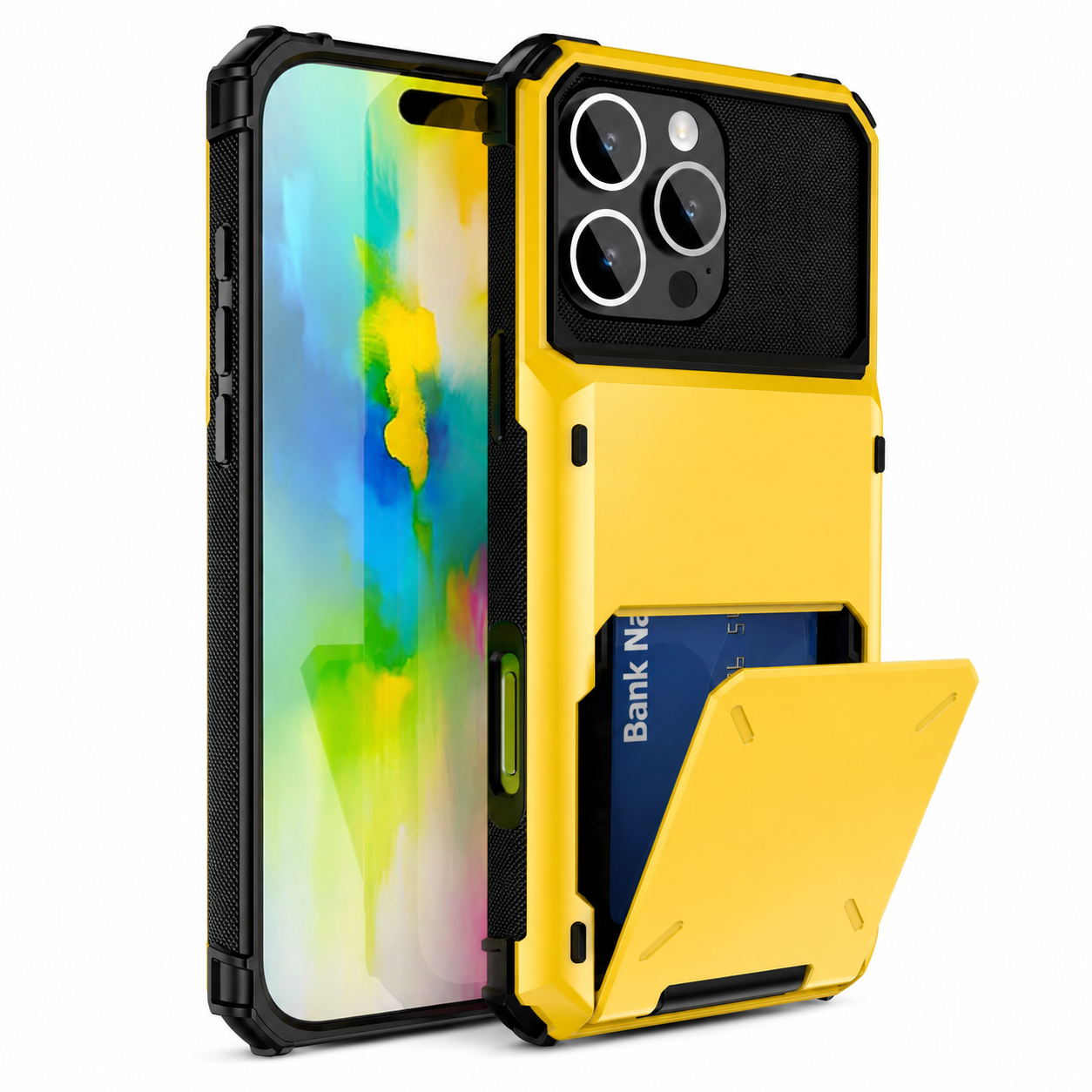 Premium iPhone Case Slide Wallet Card Holder Protective Cover Camera Lens Protection Dual Layer Shockproof Anti Scratch Non Slip Full Coverage